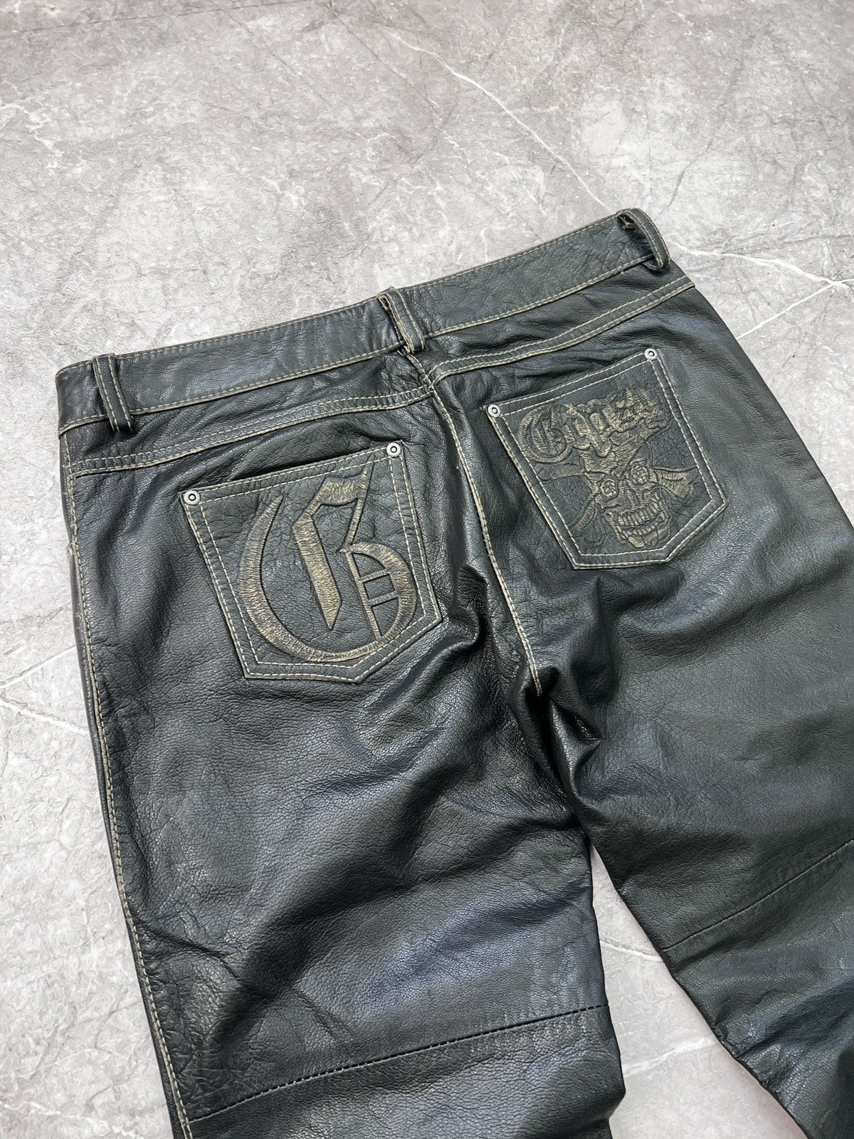 14th Addiction × Vintage VINTAGE zipper 14thaddiction style moto leather 90s pants Size US 30 / EU 46 - 13 Thumbnail