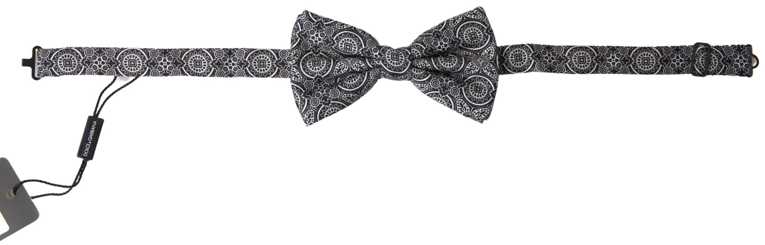 Dolce & Gabbana Elegant Black & White Silk Bow Men's Tie Size ONE SIZE - 1 Thumbnail