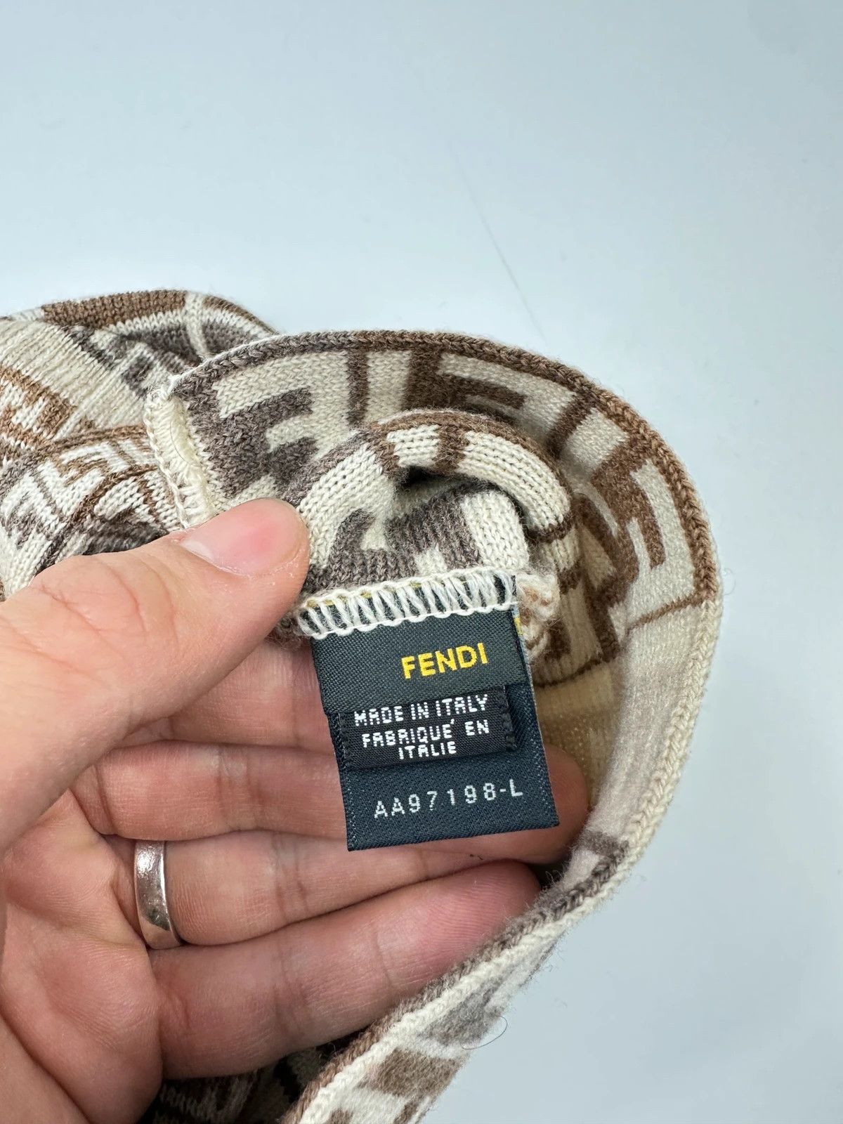 Fendi Fendi Multi Monogram Wool Beige Brown Beanie Size ONE SIZE - 4 Thumbnail