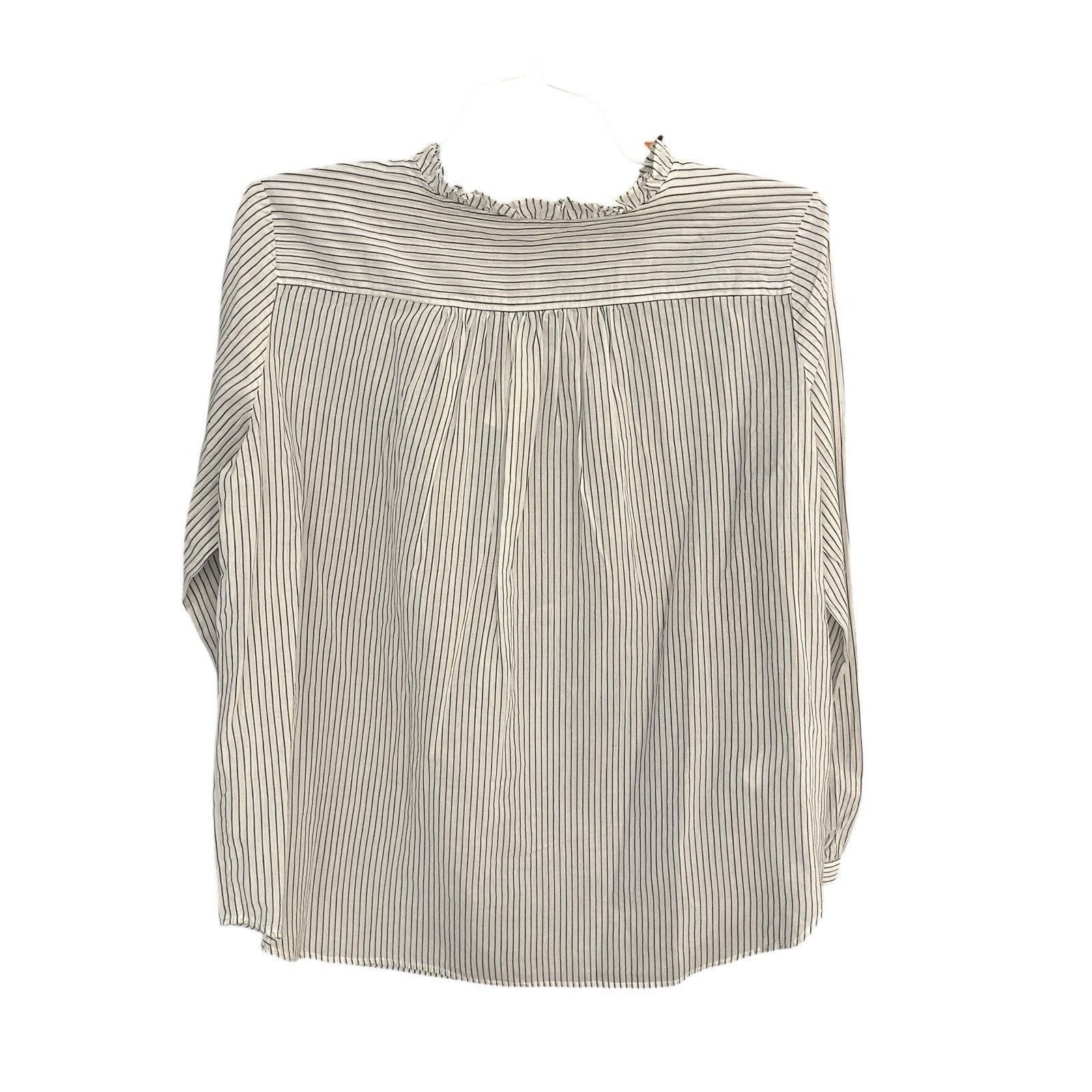 Loft Loft Women's M pinstripe ruffle-neck shirt NWT Size M / US 6-8 / IT 42-44 - 2 Thumbnail