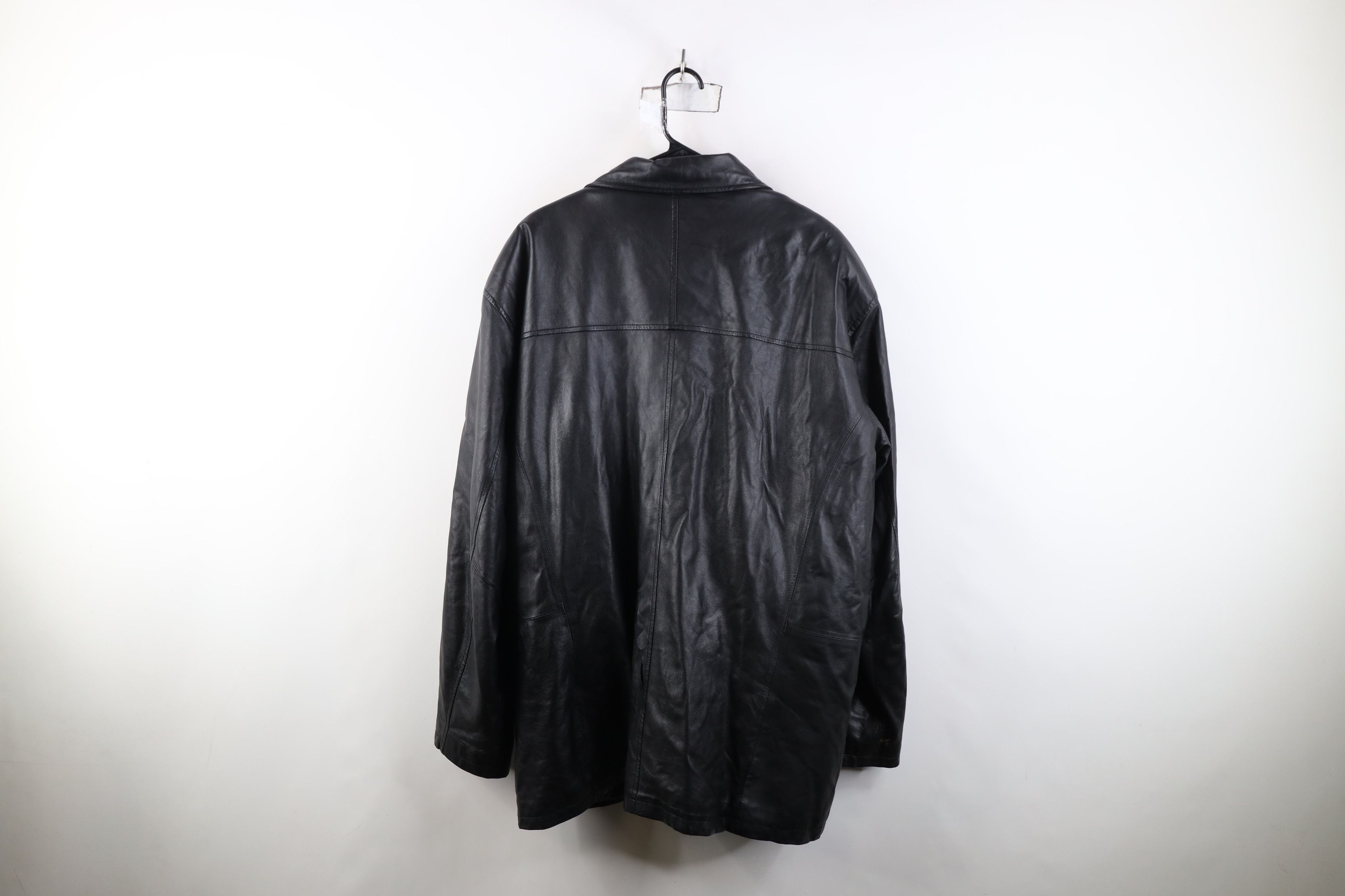 Vintage Vintage 90s Streetwear Soft Leather Full Zip Jacket Black Size US XL / EU 56 / 4 - 14 Thumbnail