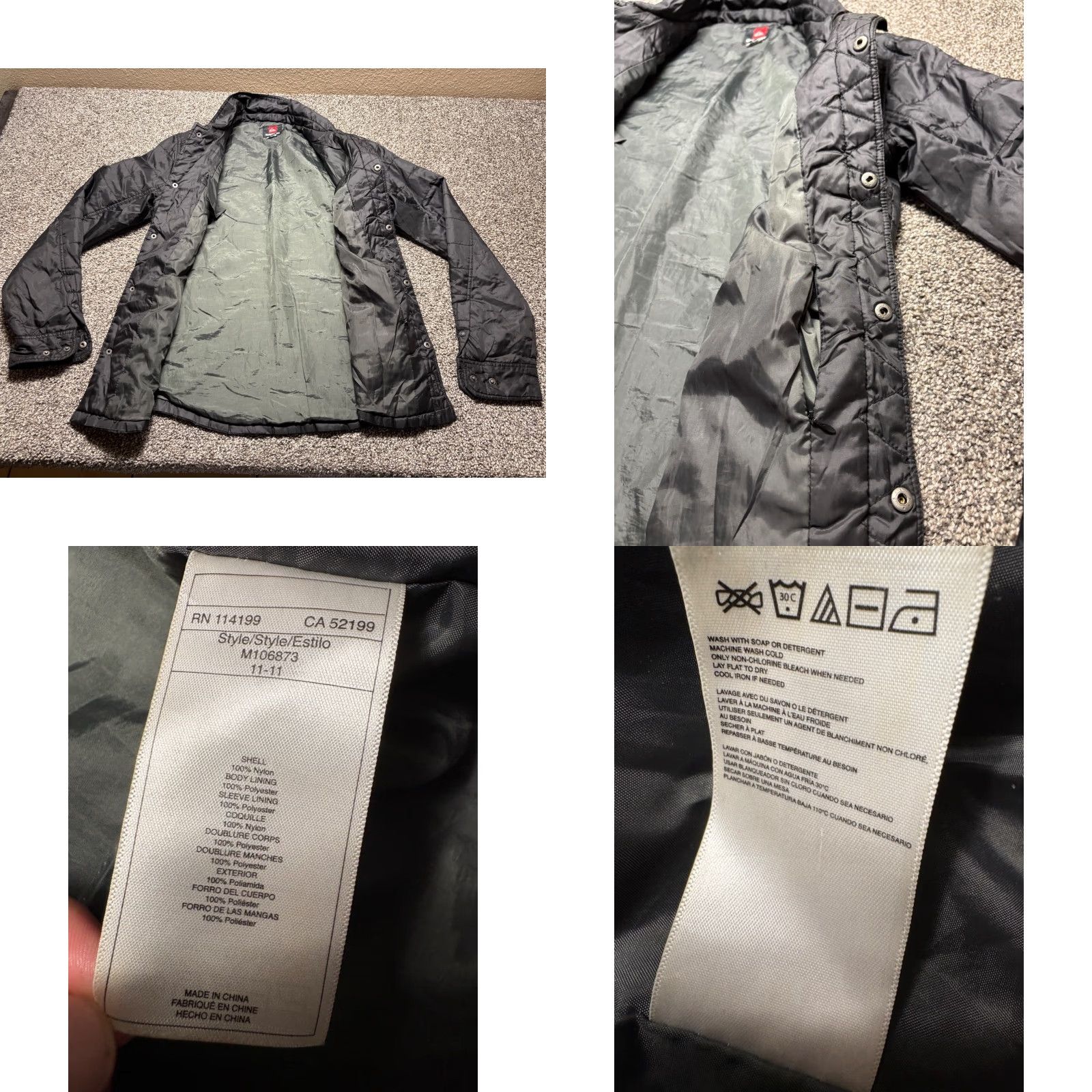 Quiksilver Quiksilver Jacket Mens Small Black Quilted Lightweight Collared Outdoor Snap Up Size US S / EU 44-46 / 1 - 8 Thumbnail