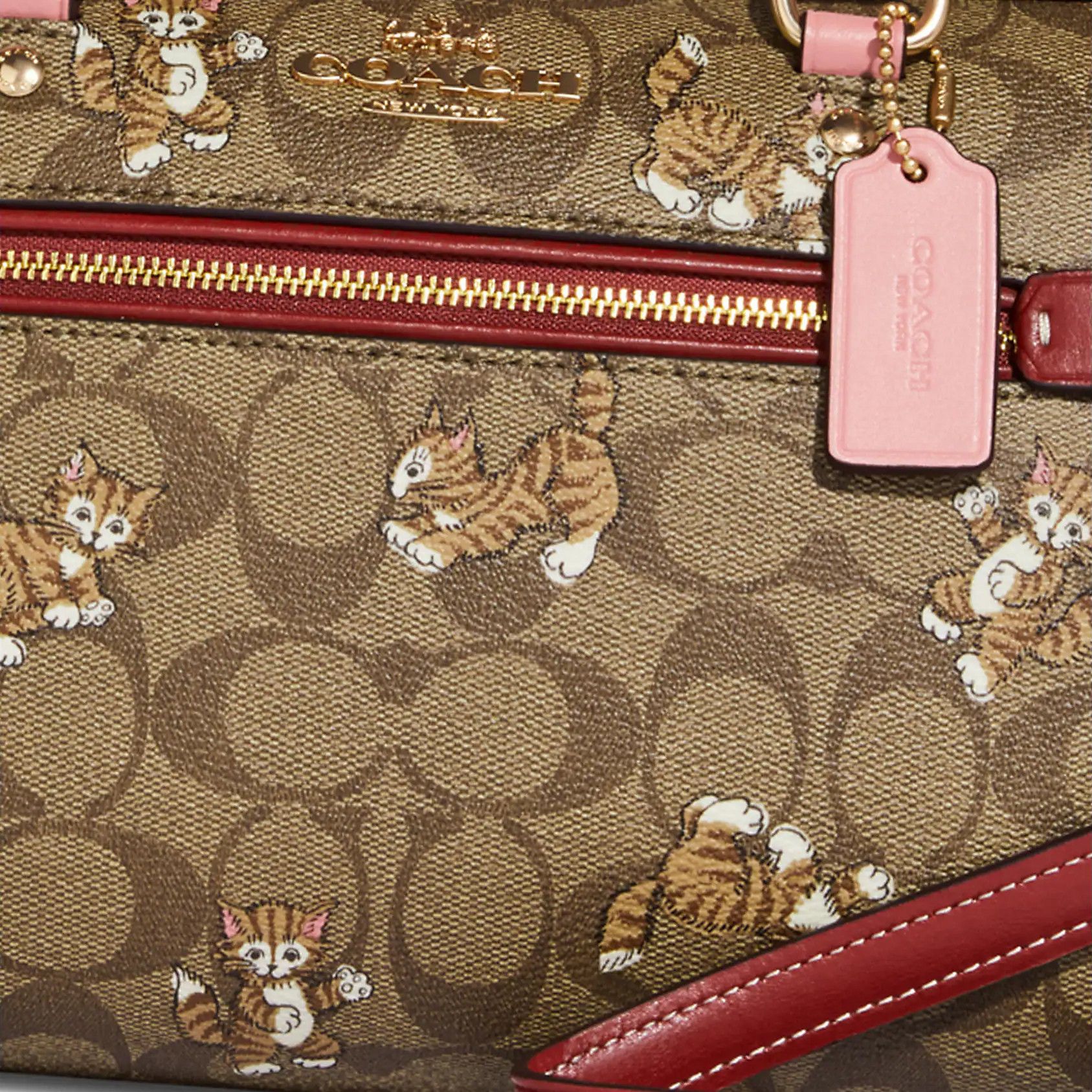 Coach Rowan Satchel Bag With Dancing Kitten Print CC425 Size ONE SIZE - 14 Thumbnail