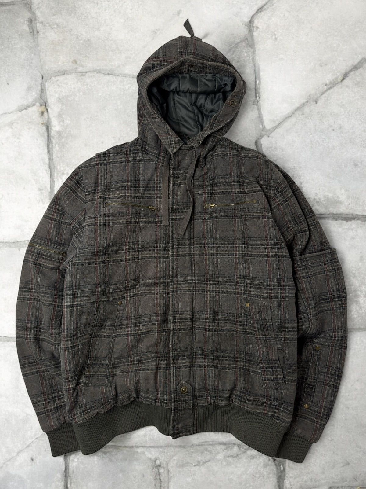 If Six Was Nine Vintage avant garde khaki checked jacket active sk8 00s y2k Size US XL / EU 56 / 4 - 1 Thumbnail