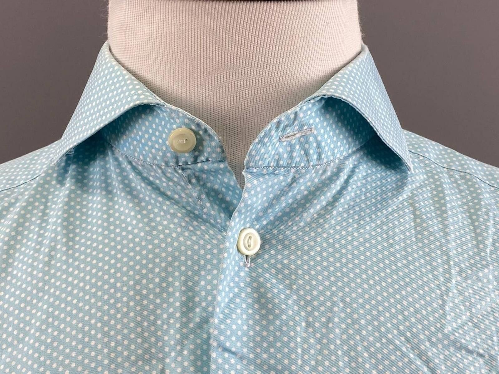 Eton Eton Contemporary Turquoise Dotted Shirt Size 41 / 16 Size US M / EU 48-50 / 2 - 4 Thumbnail