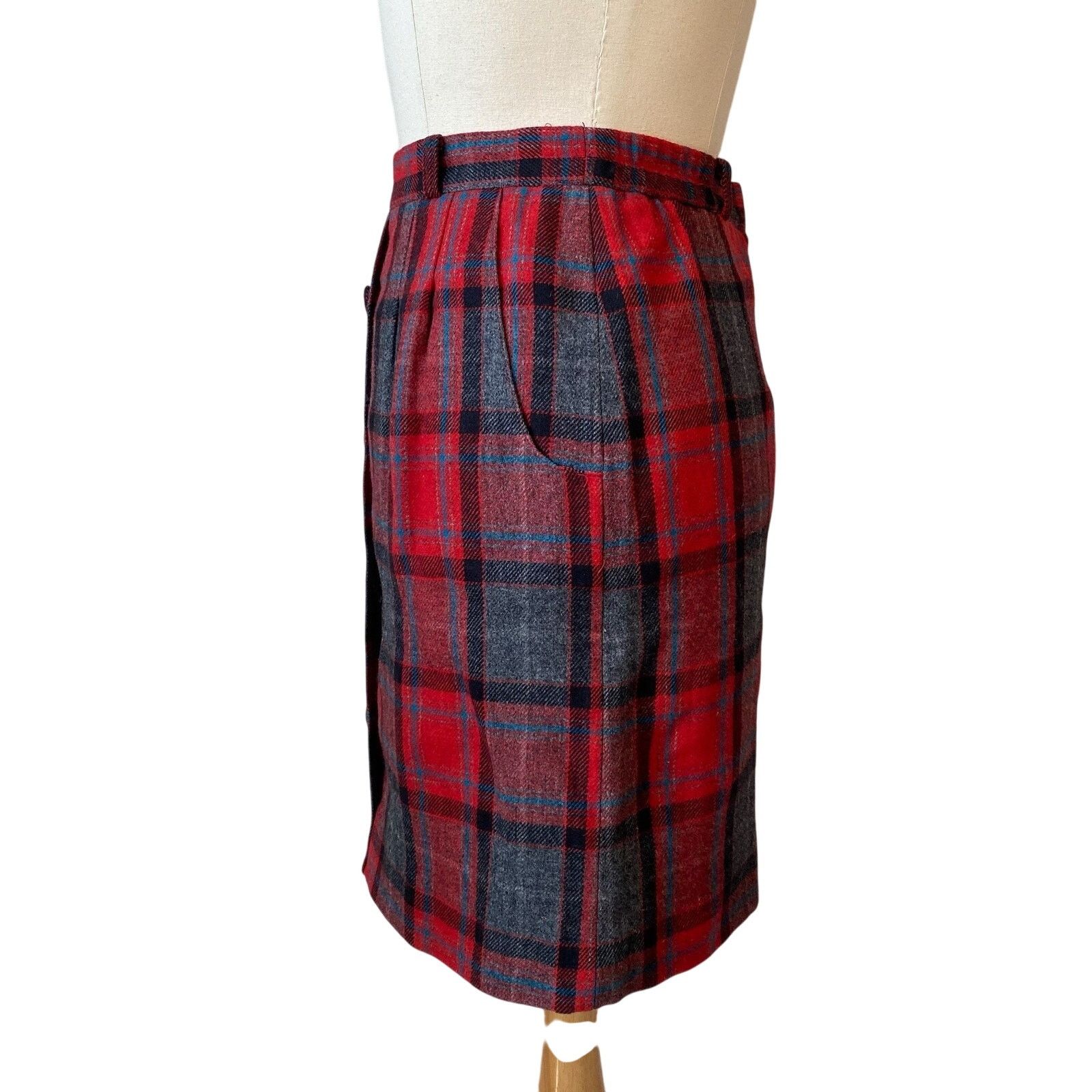 Other vintage 80s red plaid pin up skirt Size 28" / US 6 / IT 42 - 5 Thumbnail