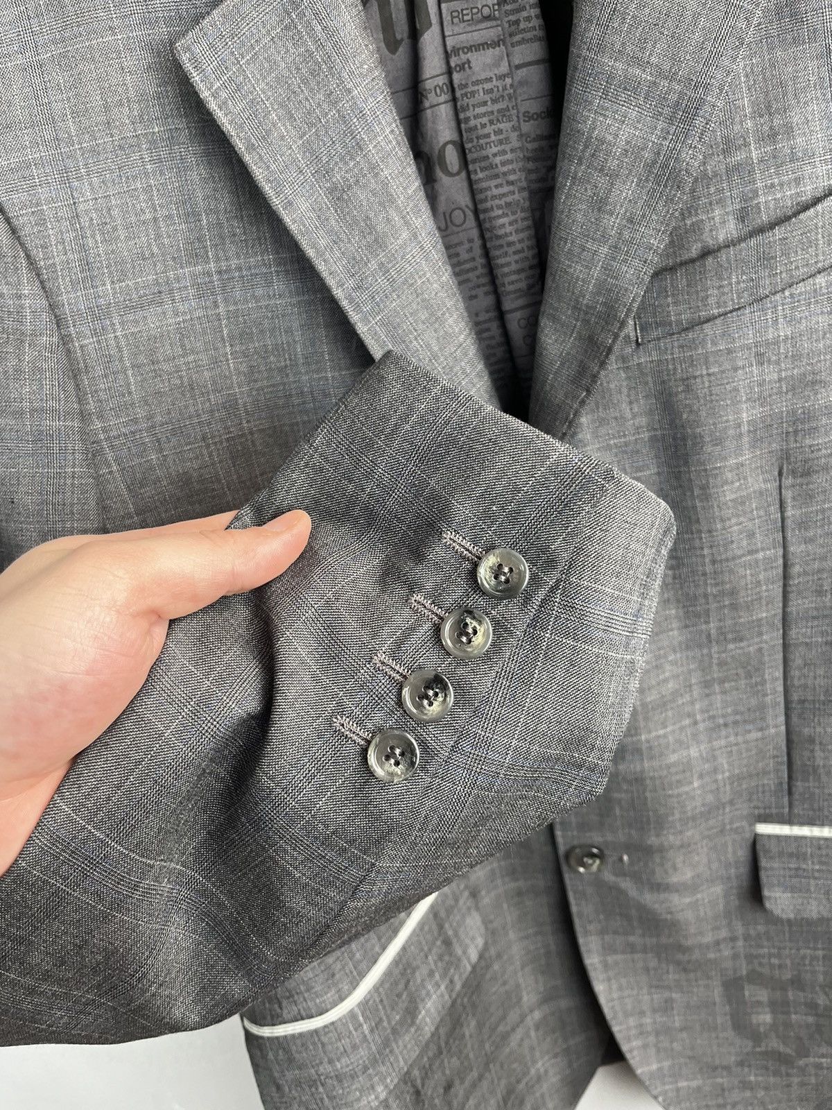 John Galliano John Galliano Printed Grey Blazer Size 50R - 7 Thumbnail
