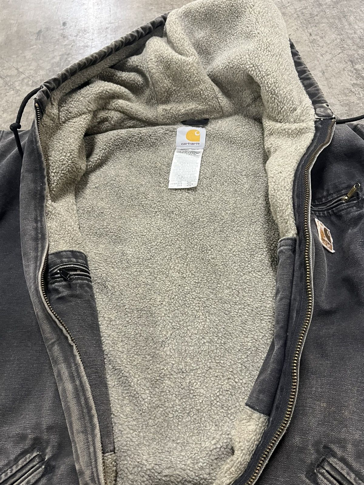 Carhartt × Vintage Carhartt sun faded Detroit style hooded Sherpa lined jacket Size US XXL / EU 58 / 5 - 9 Thumbnail