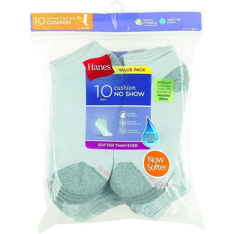 Hanes New 10 Pack Hanes Womens Size 8-12 No Show Soft Socks Size ONE SIZE - 3 Thumbnail