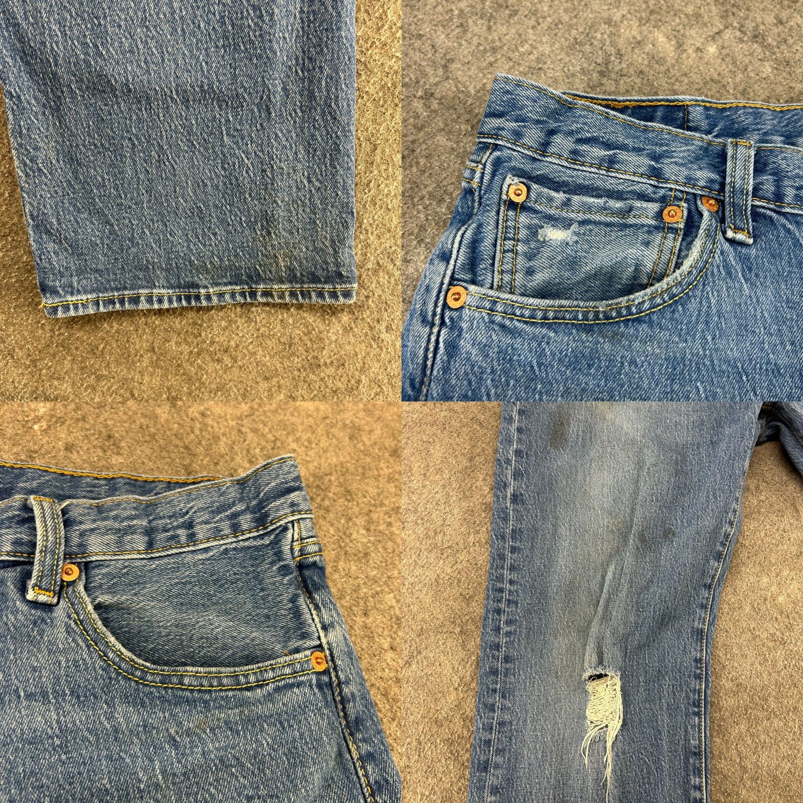 Levi's VINTAGE Levi's 501 Jeans Mens 36x32 Blue Regular Fit Distressed Straight Jeans Regular Mens Blue Distressed Pockets 500 Series Levi's 501 Size US 36 / EU 52 - 8 Thumbnail