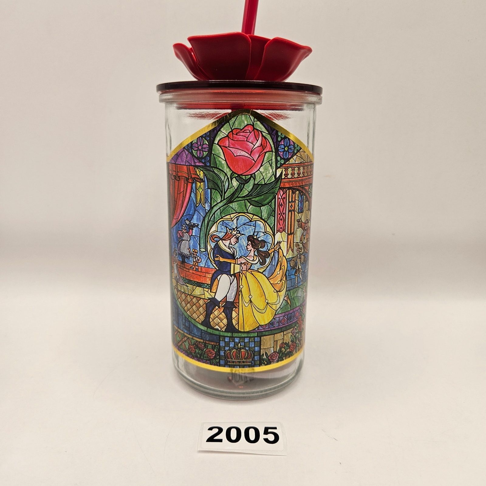 Disney DISNEY BEAUTY AND THE BEAST GLASS TUMBLER W/ ROSE STRAW Size ONE SIZE - 1 Thumbnail
