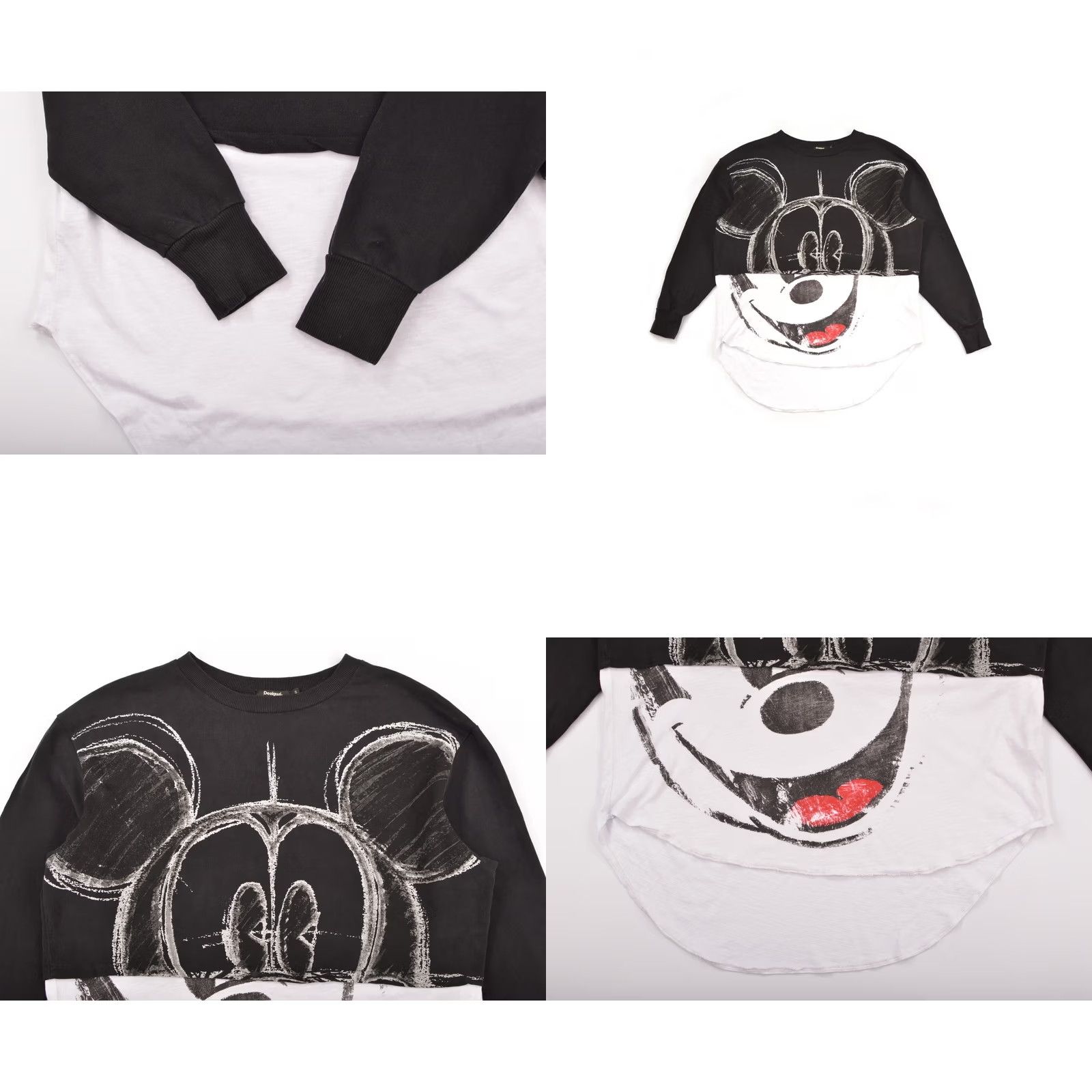 Desigual Desigual Black and White Sweater Paris Mickey Mouse Women Size S Pullover Long Sleeve 90% cotton / 10% modal XS-... Size S / US 4 / IT 40 - 8 Thumbnail