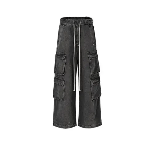 Designer × Japanese Brand × Jean Hombre Drawstring Elastic Baggy Cargo Jeans y2k Size US 34 / EU 50 - 3 Thumbnail