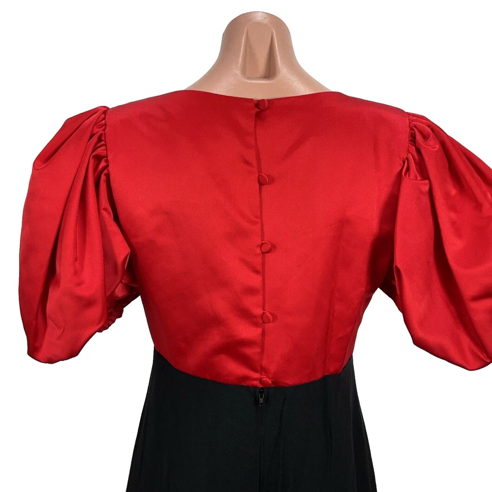 Vintage VINTAGE Cattiva Prom Dress Ball Gown Satin Red Black Puffy Sleeve 1980s 8 Womens Size M / US 6-8 / IT 42-44 - 7 Thumbnail