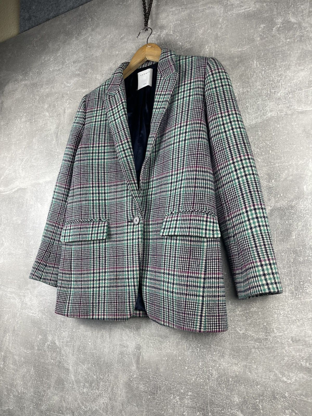Sandro Sandro Paris Checked Wool Blazer Multicolor Made in Romania Size XS / US 0-2 / IT 36-38 - 2 Thumbnail
