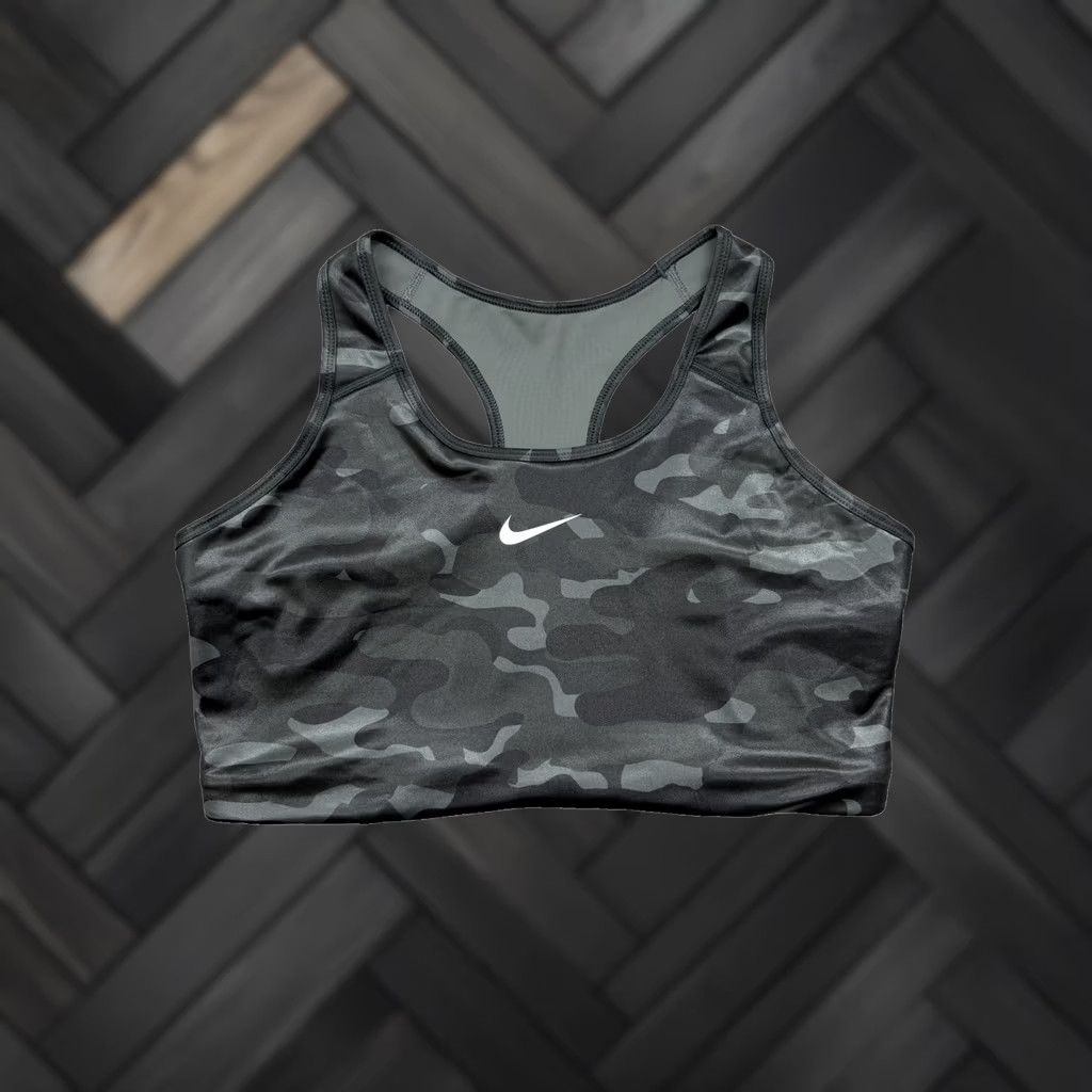Nike Nike Black Camo Sports Bra XXL High Neck Dri-Fit Swoosh Medium Support Women Size ONE SIZE - 1 Thumbnail