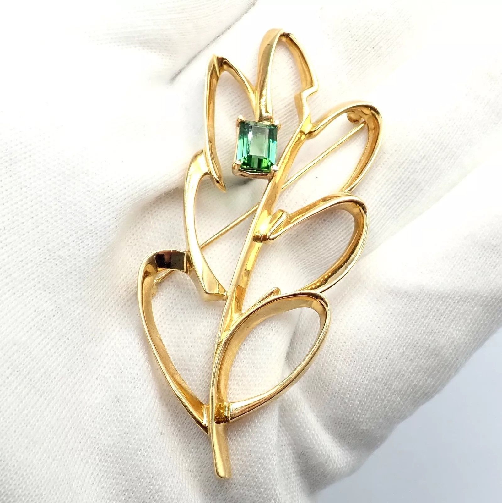 Tiffany & Co. Tiffany & Co 18k Yellow Gold Green Tourmaline Leaf Brooch Size ONE SIZE - 5 Thumbnail