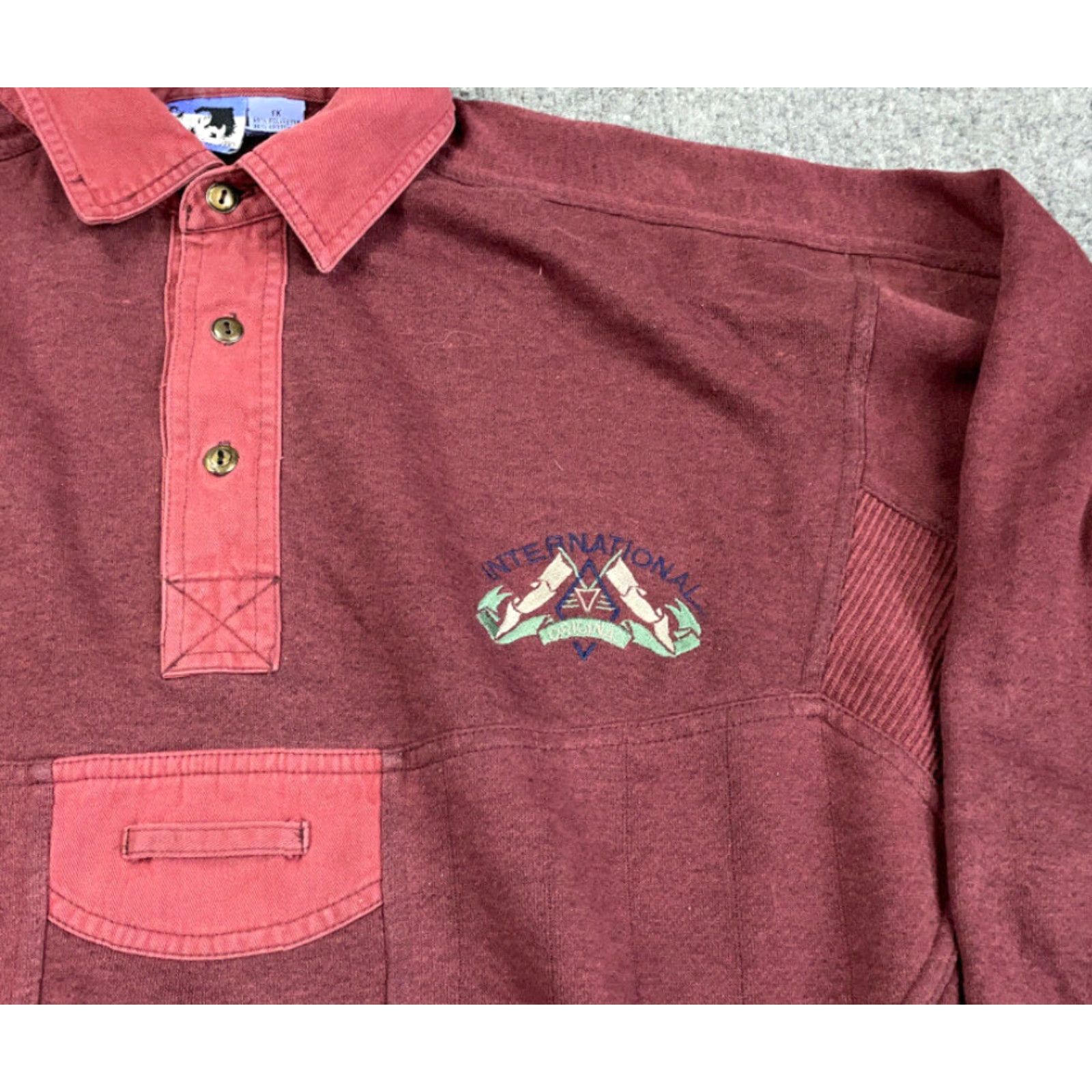 Vintage VINTAGE Todays News Polo Shirt Men Big & Tall 1X Red 90s Dad Style Ribbed Panel Heavy Knit Collared Pullover Long Sleeve Casual Shirt Size US XL / EU 56 / 4 - 5 Thumbnail