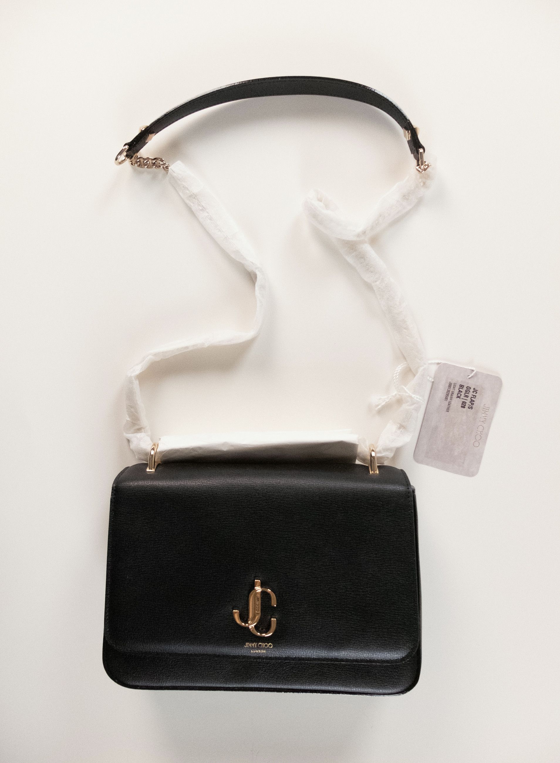 Jimmy Choo Jc Flap Black Grainy Leather Crossbody Bag, Women's