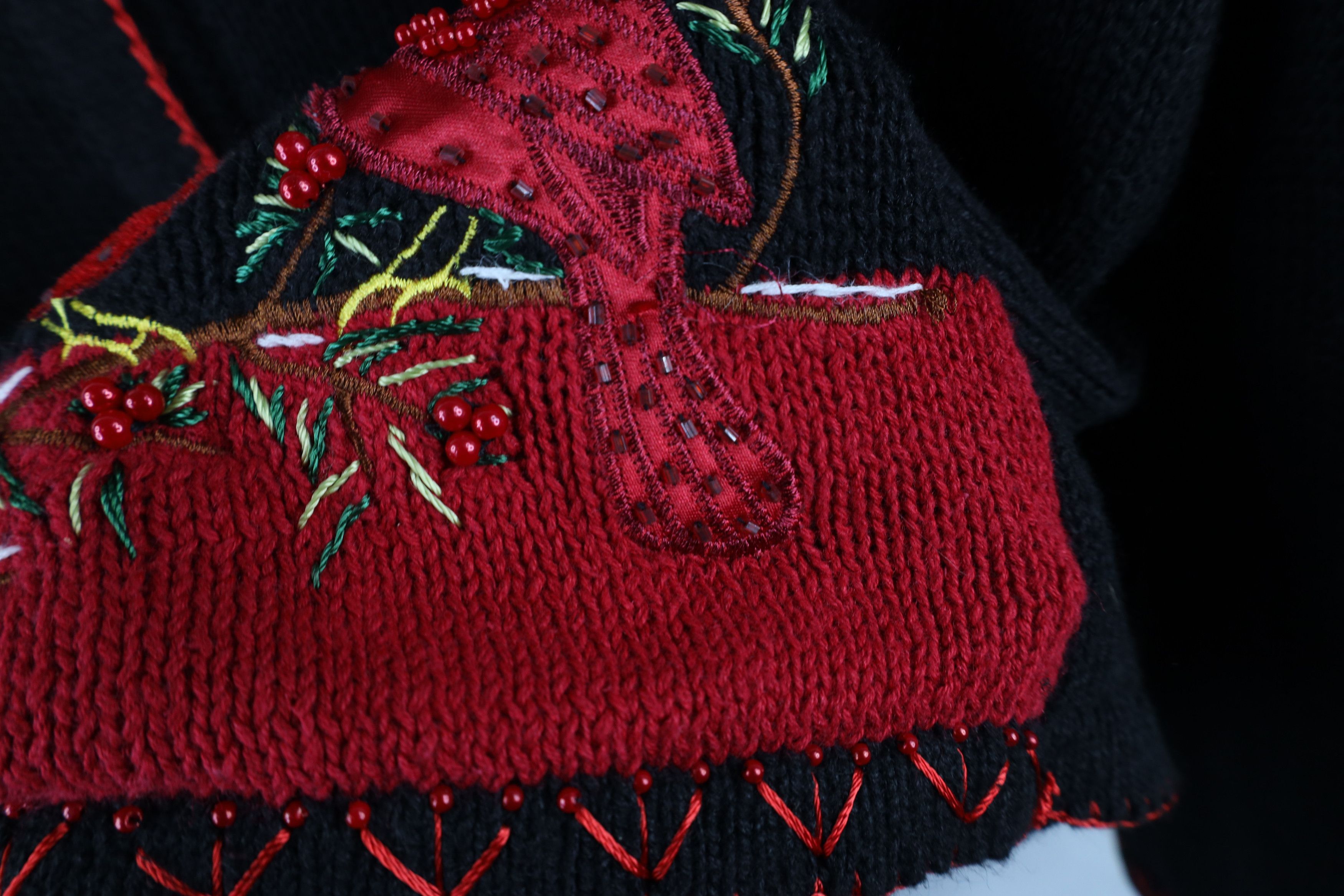 Vintage Deadstock Vintage 90s Christmas Bird Flower Cardigan Sweater Size 4XL / US 24-26 - 8 Thumbnail