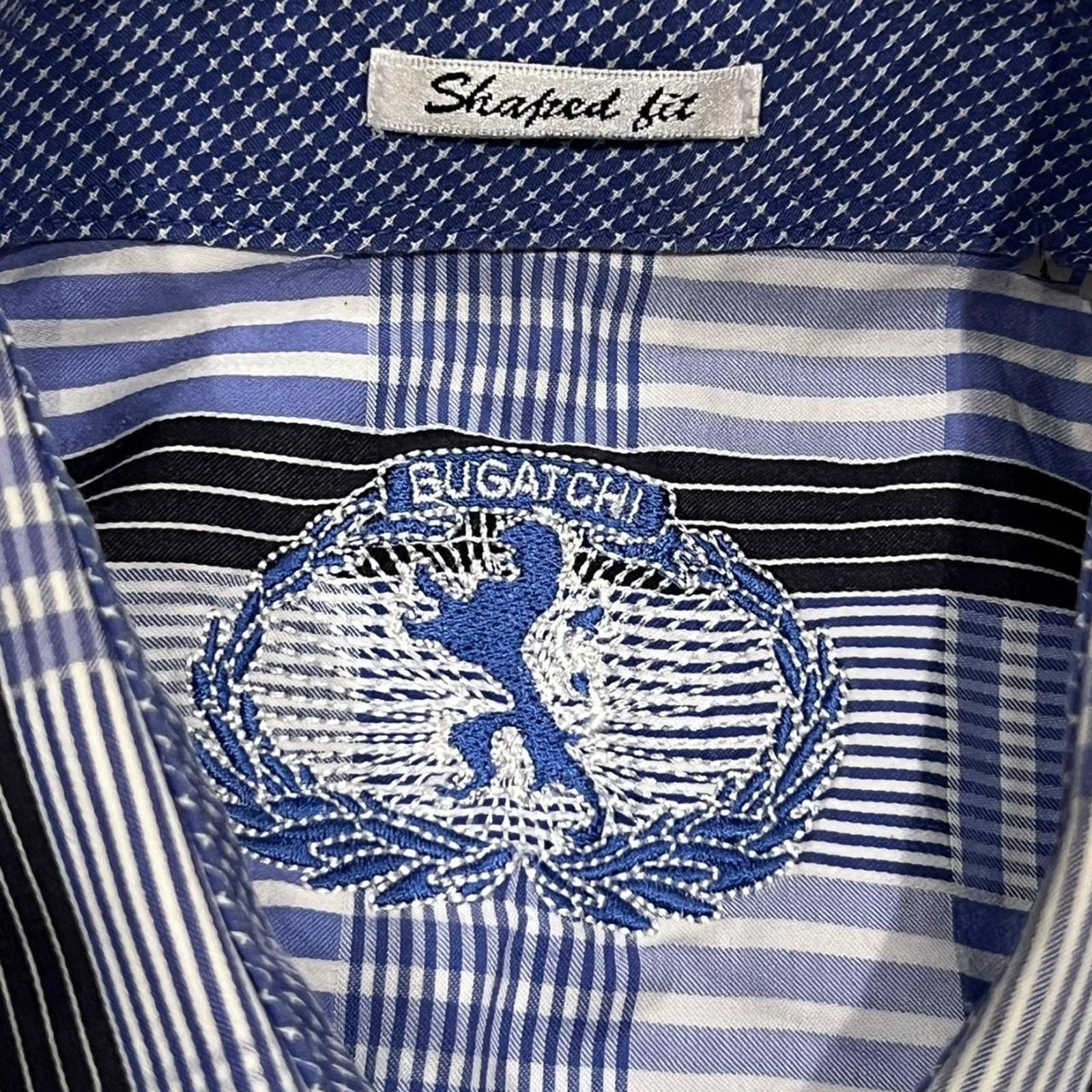 BUGATCHI Bugatchi Plaid Long Sleeve Blue Checkered Button-Up Shirt Size US M / EU 48-50 / 2 - 6 Thumbnail