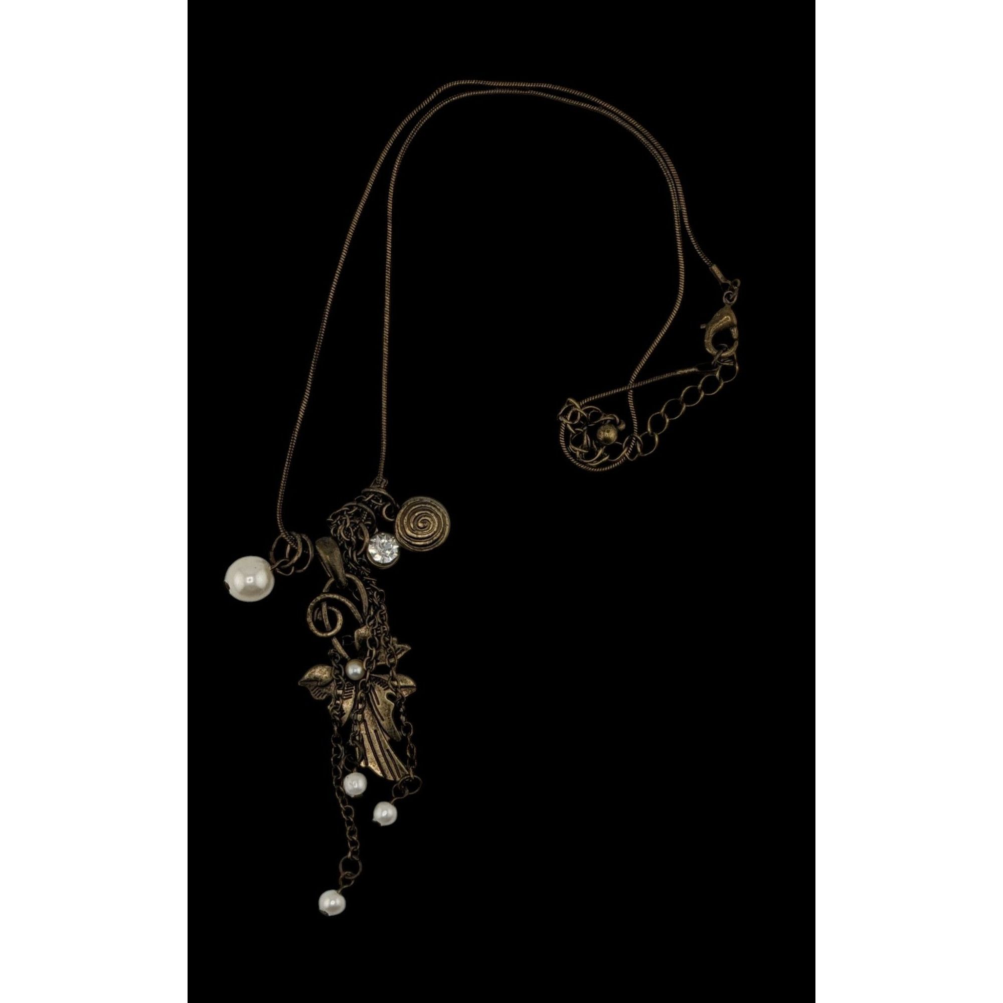 Other Vintage-Inspired Coquette Bronze Pendant Necklace With Faux Size ONE SIZE - 3 Thumbnail