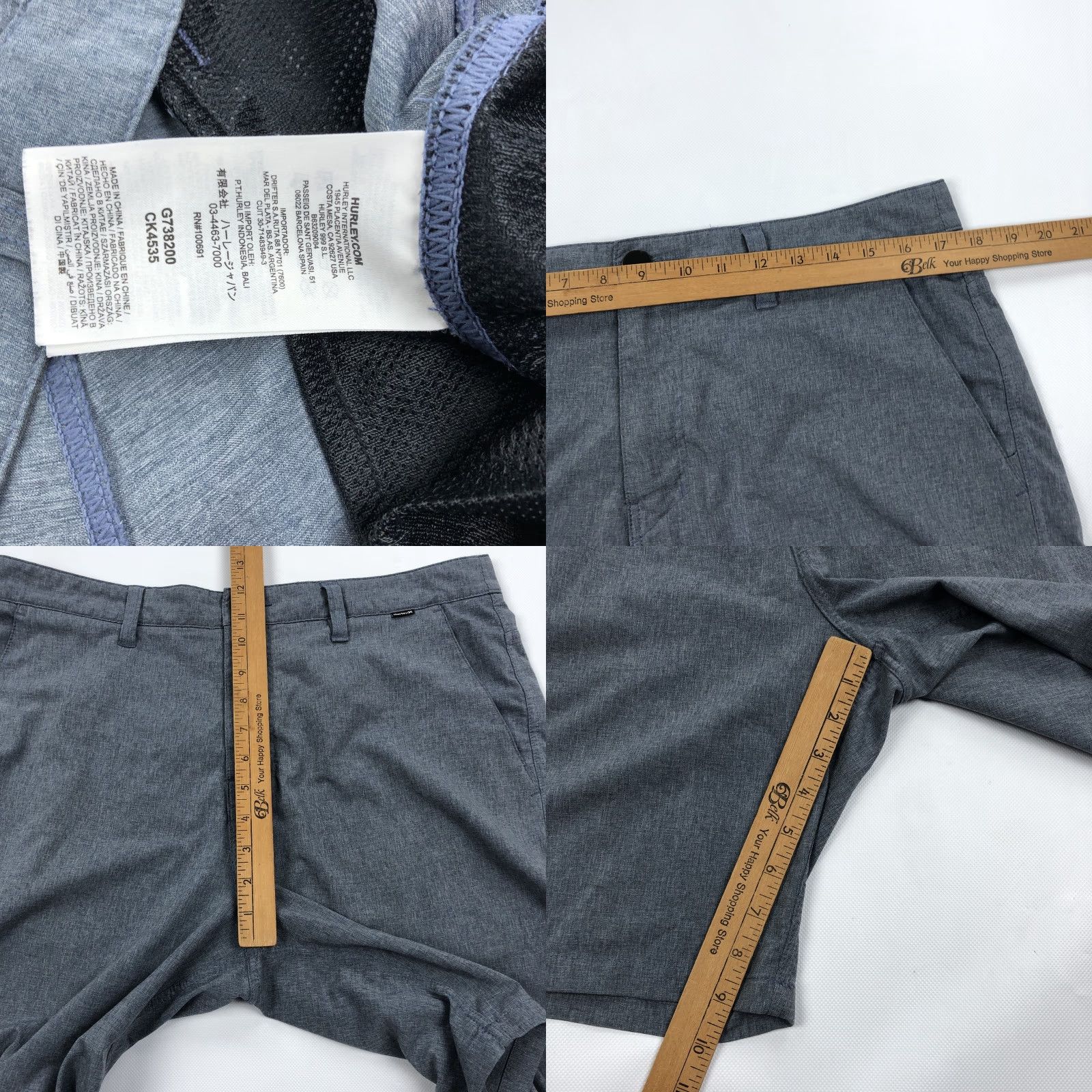 Hurley Hurley Phantom Men's Shorts 34 Gray Blue Heather Flat Front Chino Regular Moisture Wicking Shorts Utility Pocket Size US 34 / EU 50 - 8 Thumbnail