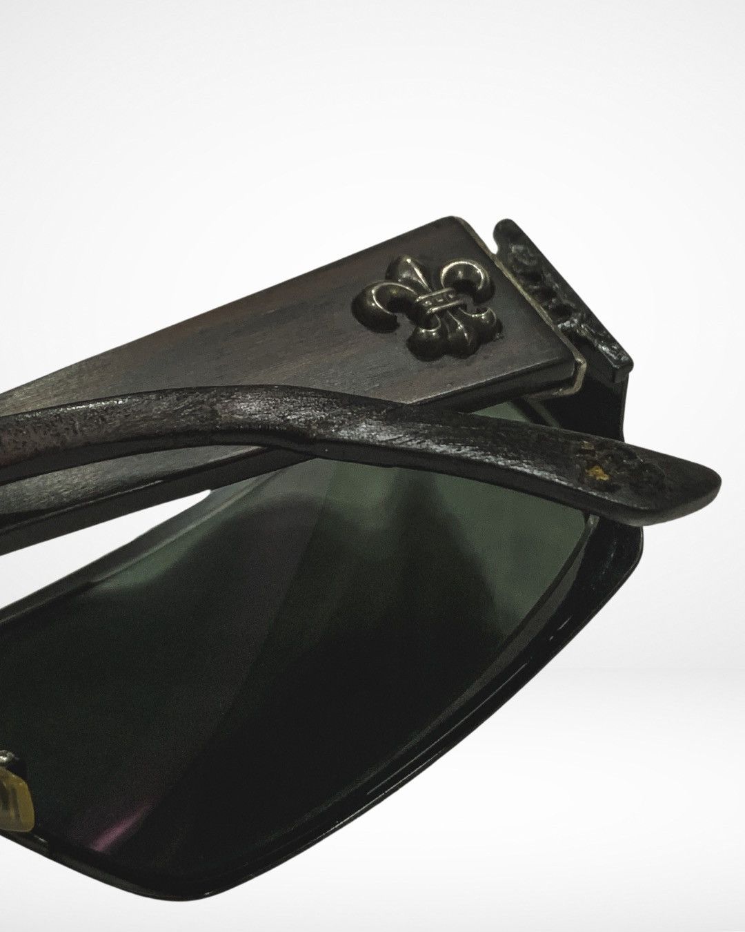 Chrome Hearts 1990s Rear End Wood Frame Fleur De Lis Silver Sunglasses Size ONE SIZE - 7 Thumbnail