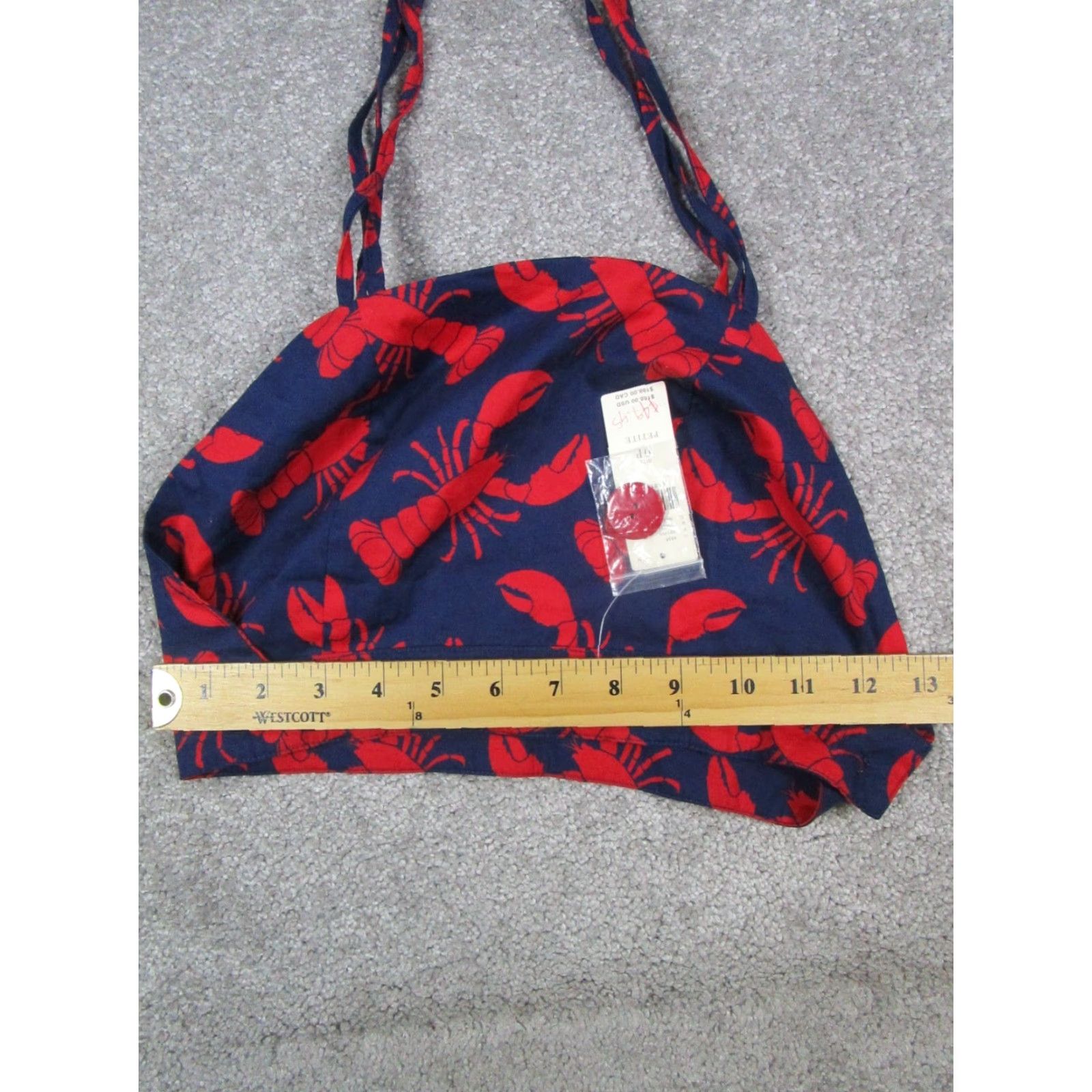 Vintage Eva Franco Crop Top Womens 0 Petite Blue Red Lobster New Size XS / US 0-2 / IT 36-38 - 5 Thumbnail