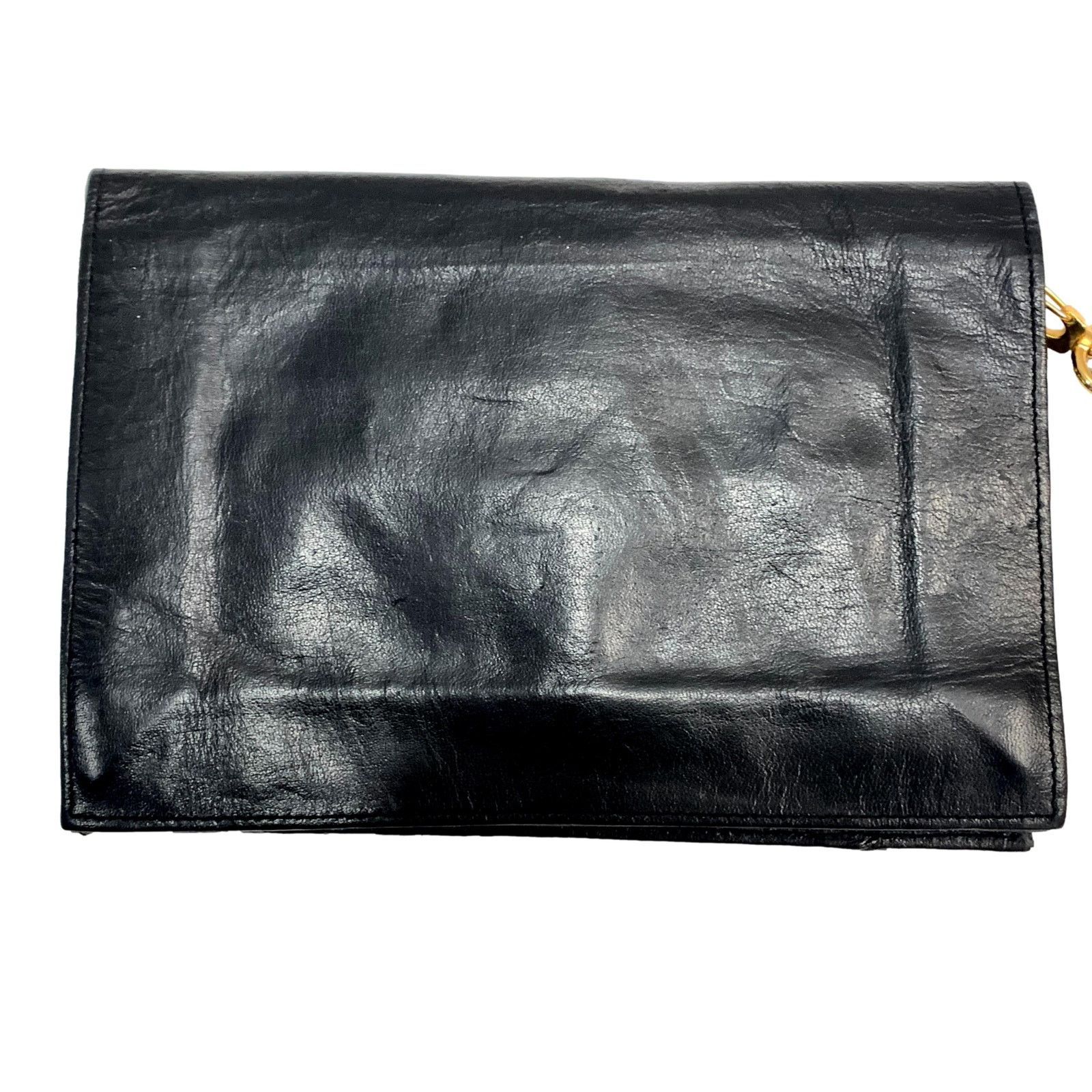 Genuine Leather × Vintage 80s Men's Black Leather Organizer Bag Wrist Hand LUXE Size ONE SIZE - 2 Thumbnail