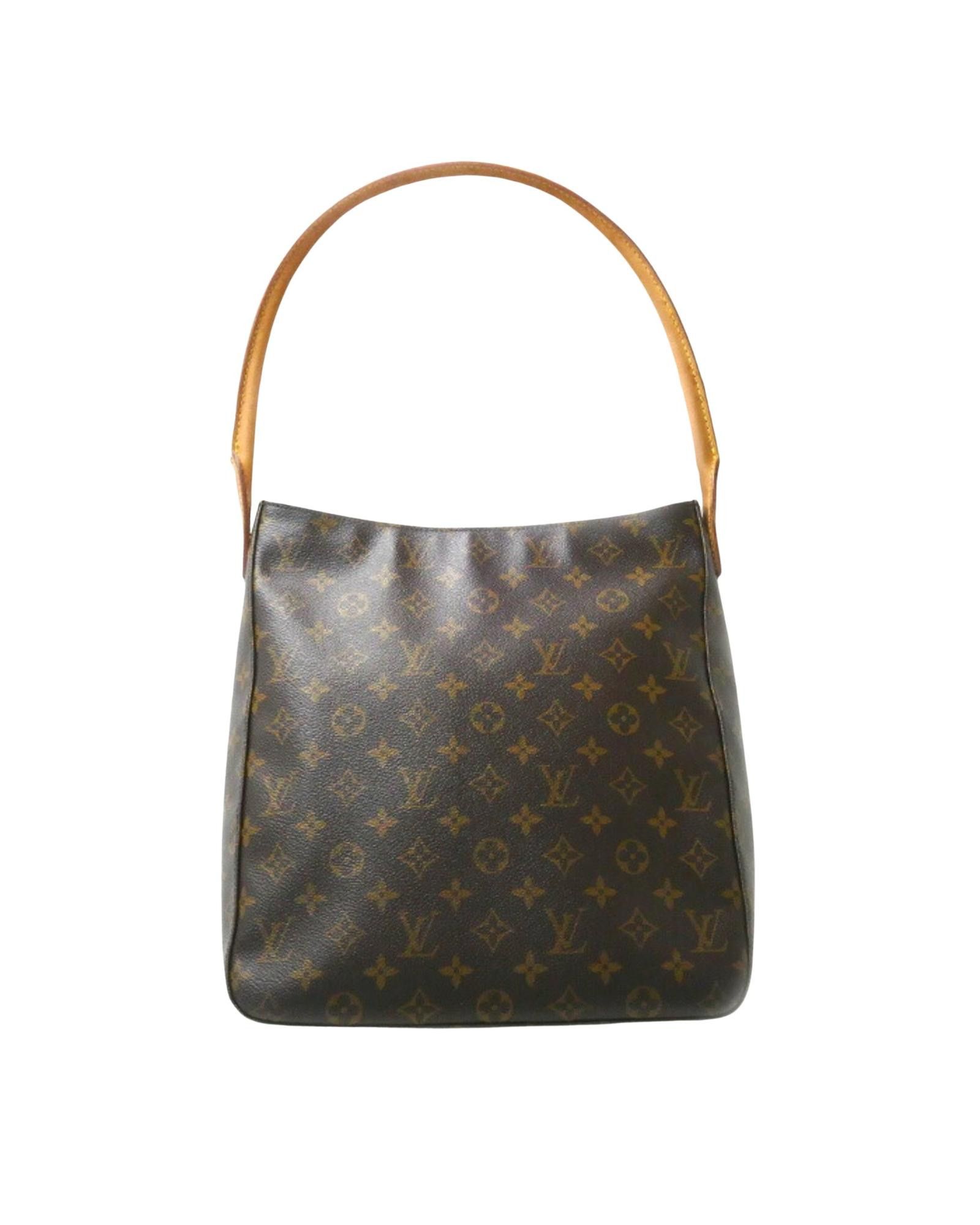 image of Louis Vuitton Canvas Shoulder Bag With Zippered Pocket in Brown, Women's