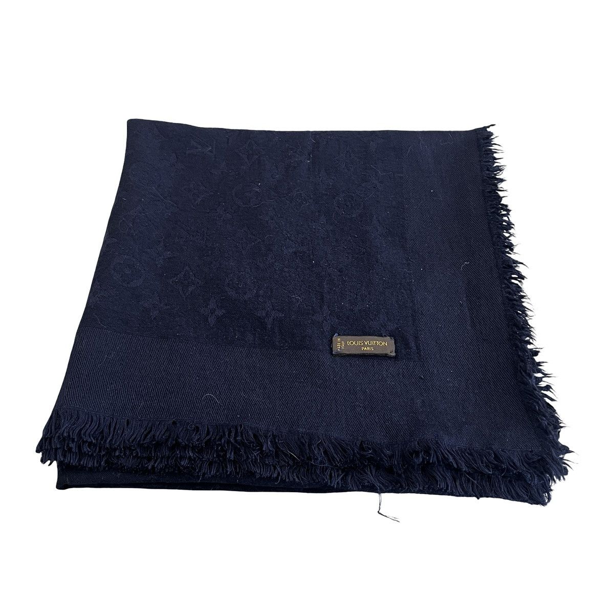 Louis Vuitton LOUIS VUITTON Navy Monogram Classic Shawl Size ONE SIZE - 1 Thumbnail