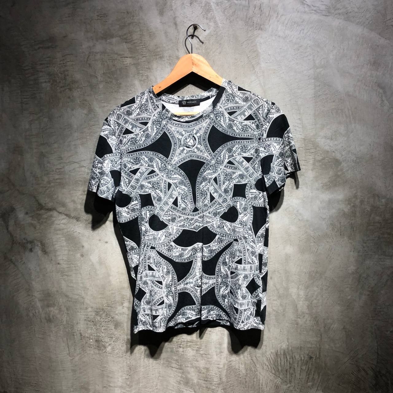 image of Versace All Over Print Tee in Black, Men's (Size Small)