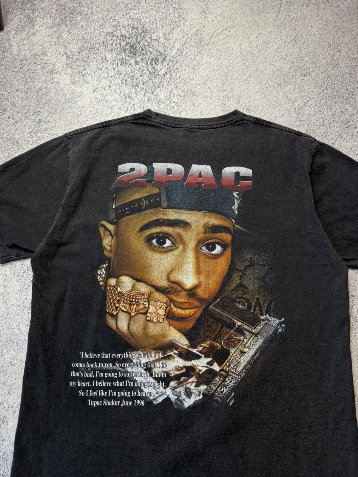 Vintage Vintage 2Pac Rap Tee Rock Tees 1996 Grail Very Rare Tee L Size US L / EU 52-54 / 3 - 15 Thumbnail
