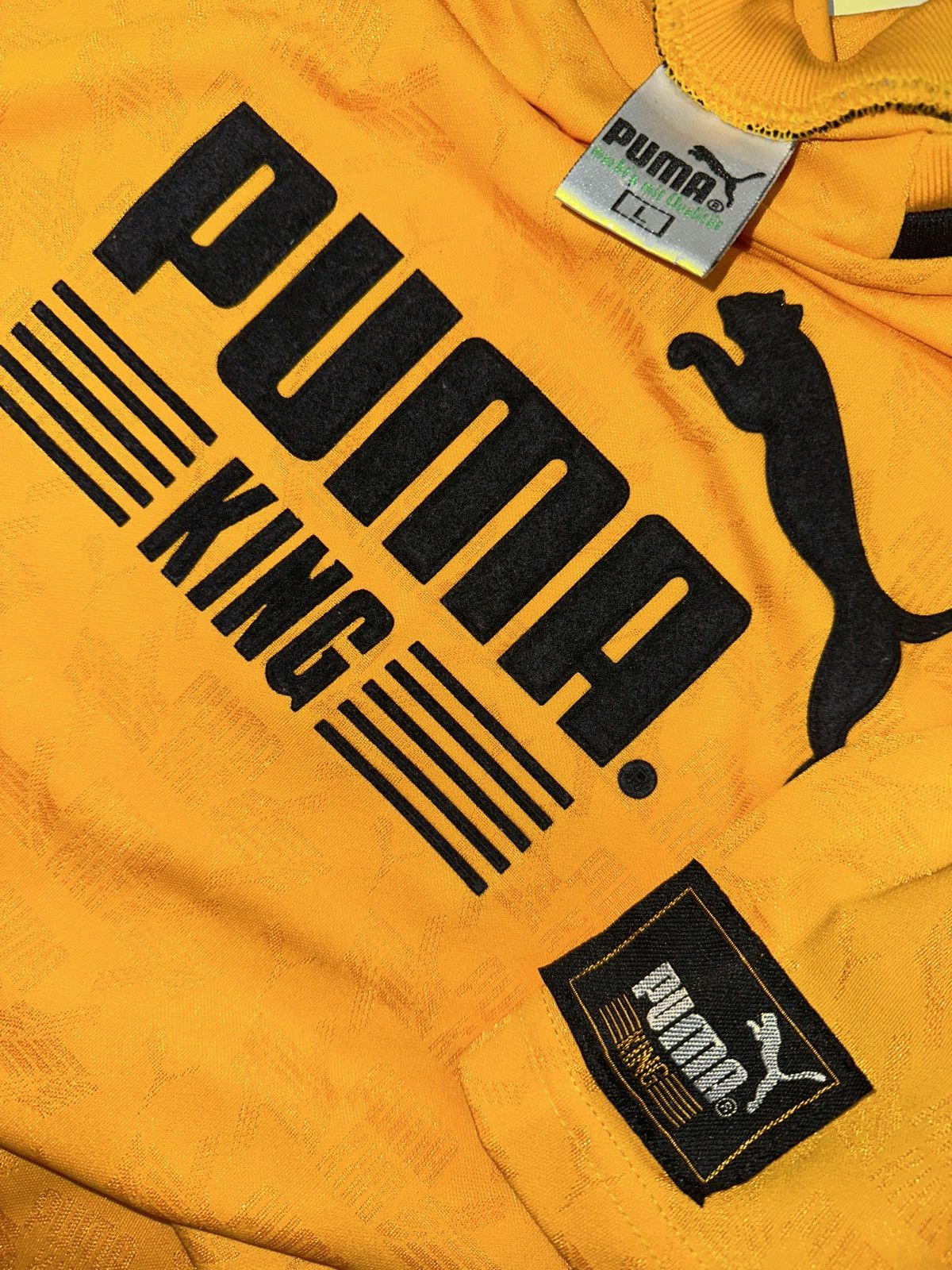 Puma 80S Vintage Puma KING polo soccer jersey monogram yellow Size US L / EU 52-54 / 3 - 2 Thumbnail