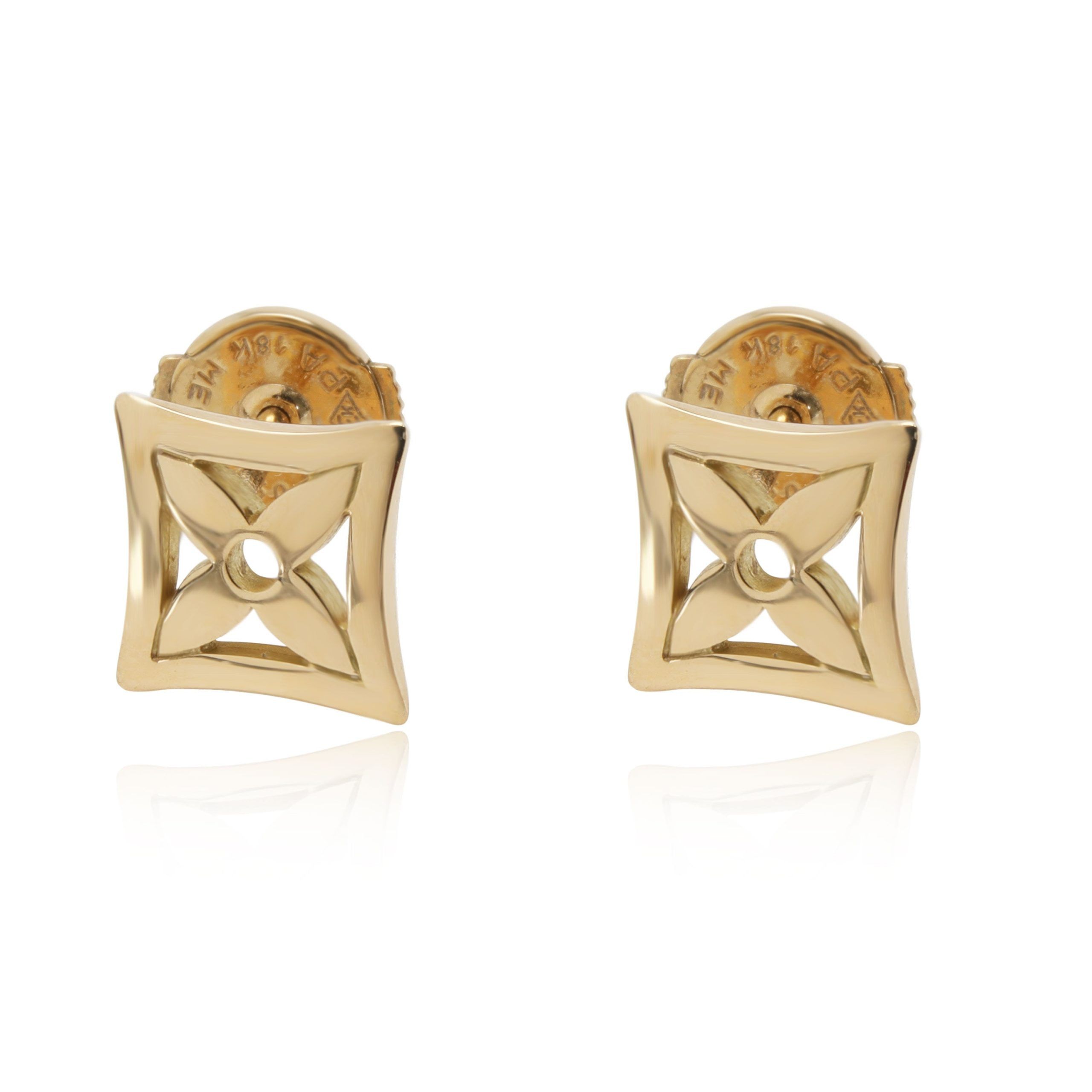 Louis Vuitton Monogram Resille Stud Earrings in 18K Yellow Gold