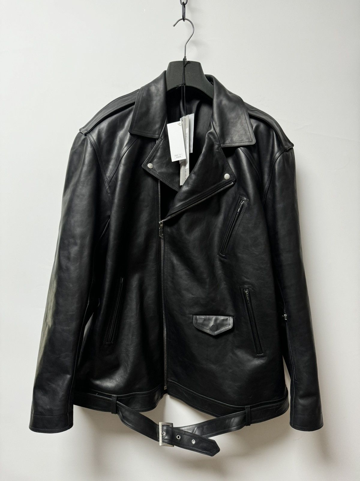 image of Rick Owens24Ss Jumbo Luke Stooges Leather Jacket in Black, Men's (Size Small)