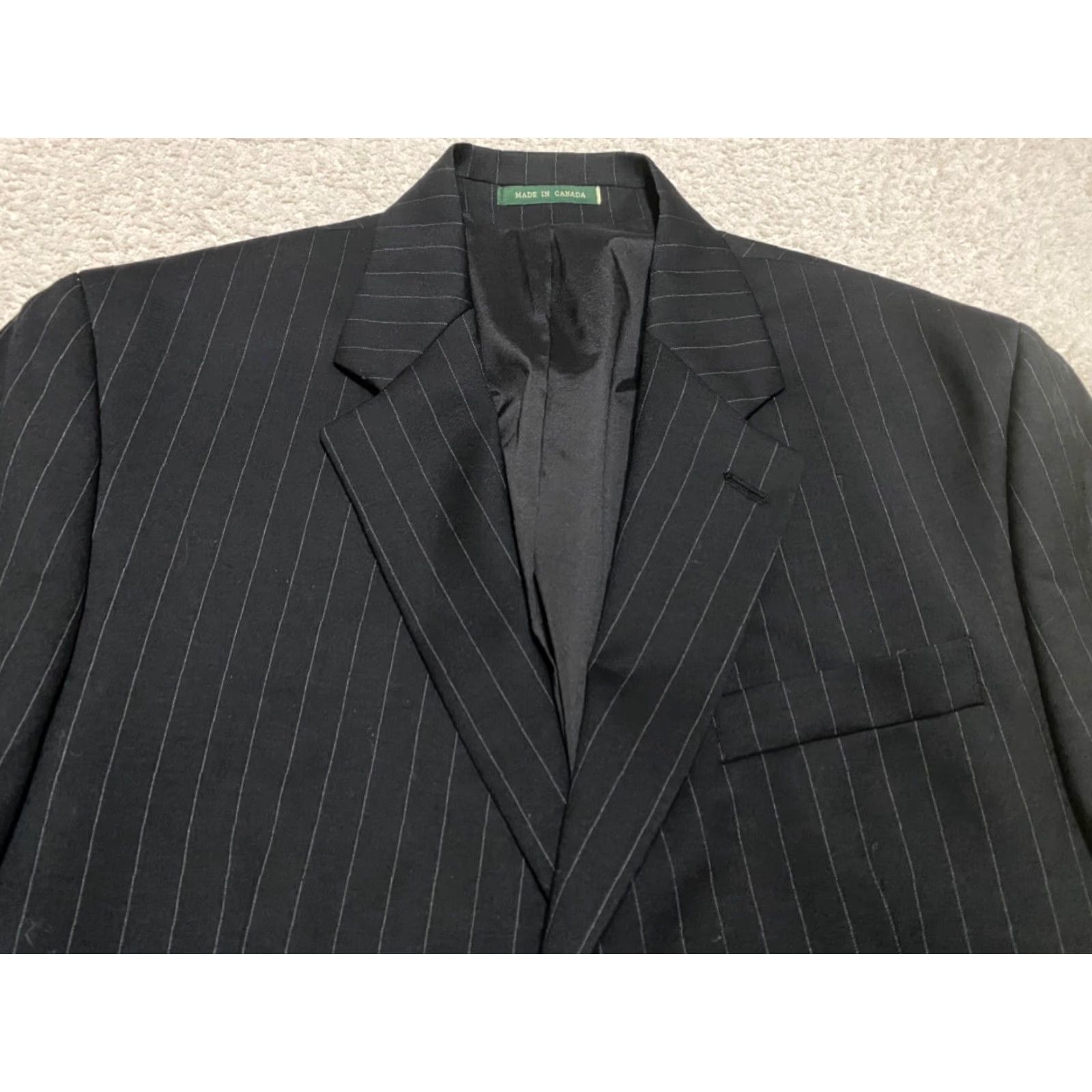 Ralph Lauren Lauren Ralph Lauren Blazer Mens 44 Black Striped Wool Long Sleeve 2-Button Jacket Set? Size US XXL / EU 58 / 5 - 3 Thumbnail