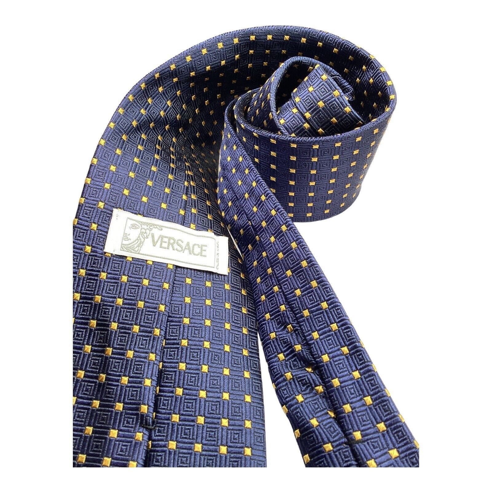 Versace VERSACE Current Blue Geometric Logo Made In Italy Silk Tie W Size ONE SIZE - 3 Thumbnail