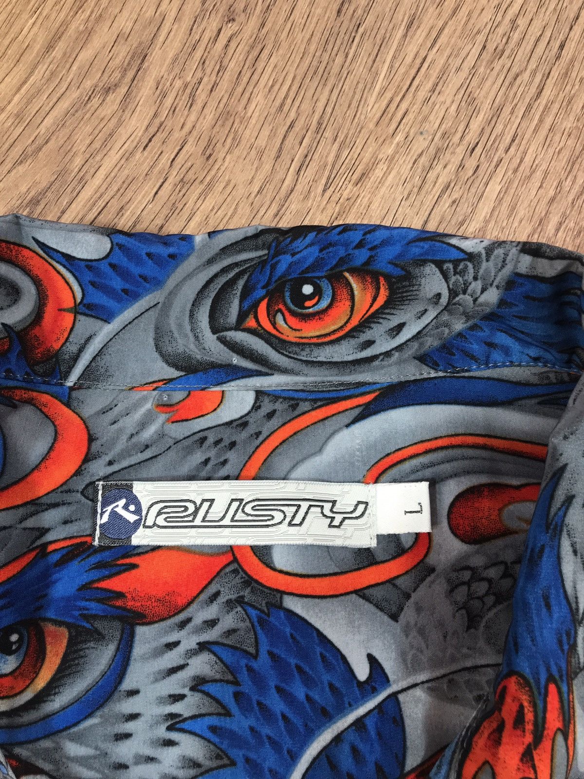 Rusty × Vintage Vintage Rusty Shirt Dragon Over Print Size US L / EU 52-54 / 3 - 5 Thumbnail