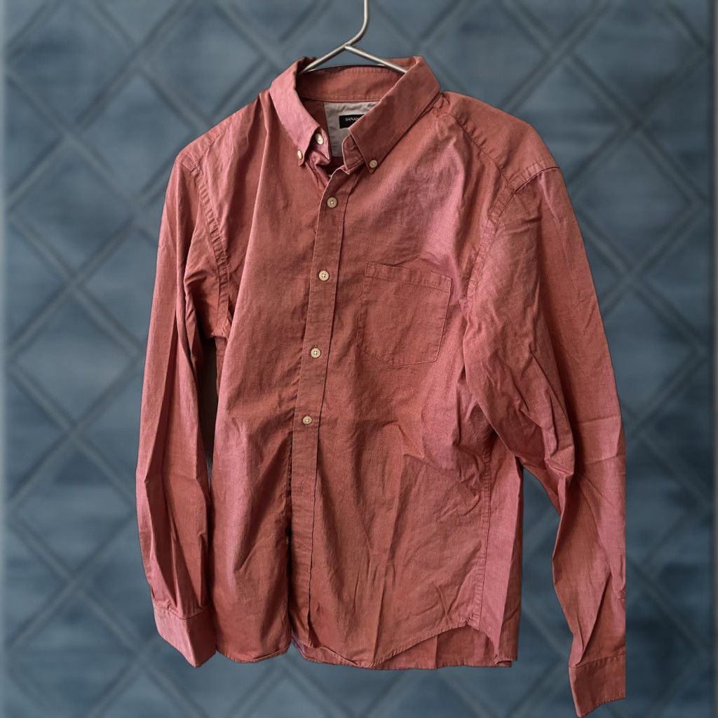 Banana Republic Banana Republic Button-Down Shirt Men Slim Medium Red Plaid Cotton Button-Up Shirt-Navy? Size US M / EU 48-50 / 2 - 1 Thumbnail