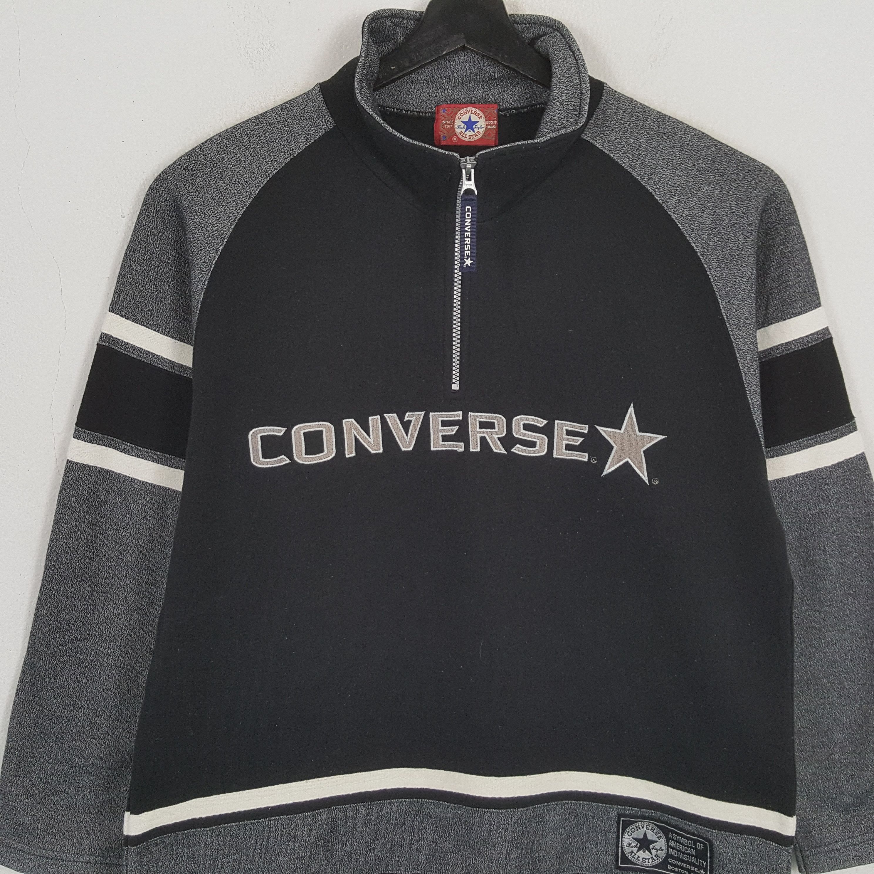 Converse × Vintage CONVERSE Spellout Design Half Zipper Sweatshirt Size US M / EU 48-50 / 2 - 2 Thumbnail