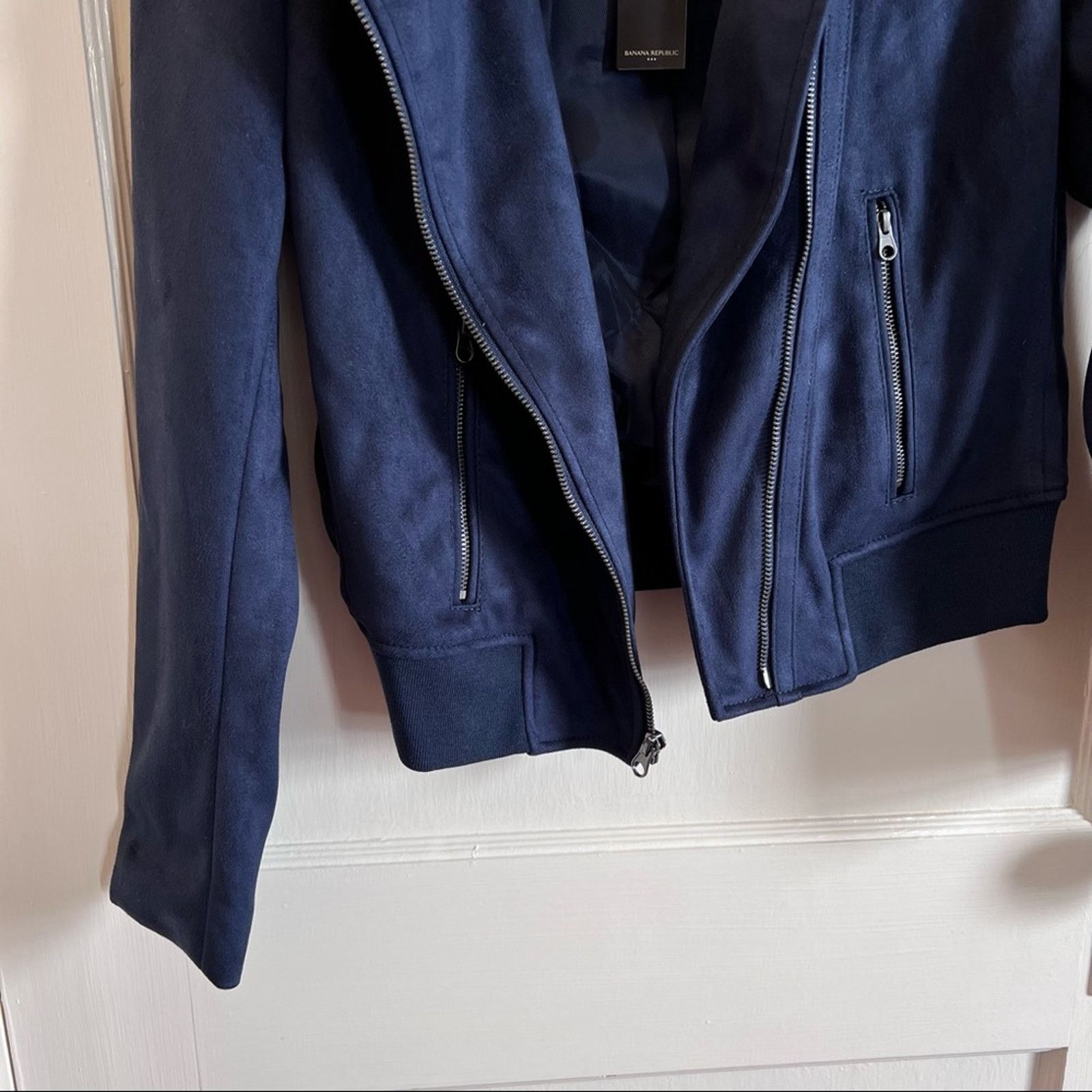 Banana Republic Banana Republic Petite Blue Faux Suede Moto Jacket Size S / US 4 / IT 40 - 10 Thumbnail