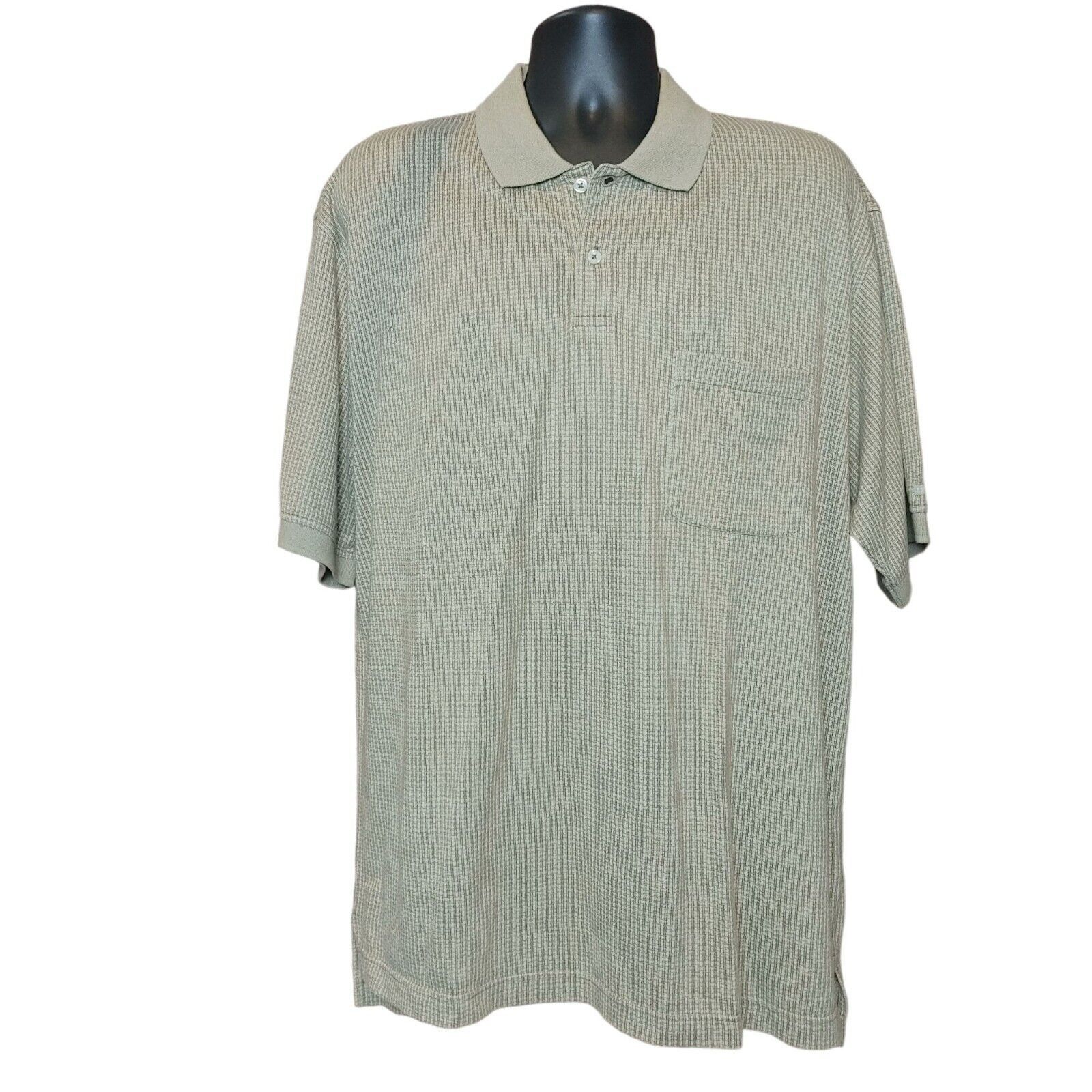 Izod IZOD Mens L Tan Beige Patterned Short Sleeve Cotton Polo Shi Size US L / EU 52-54 / 3 - 1 Thumbnail