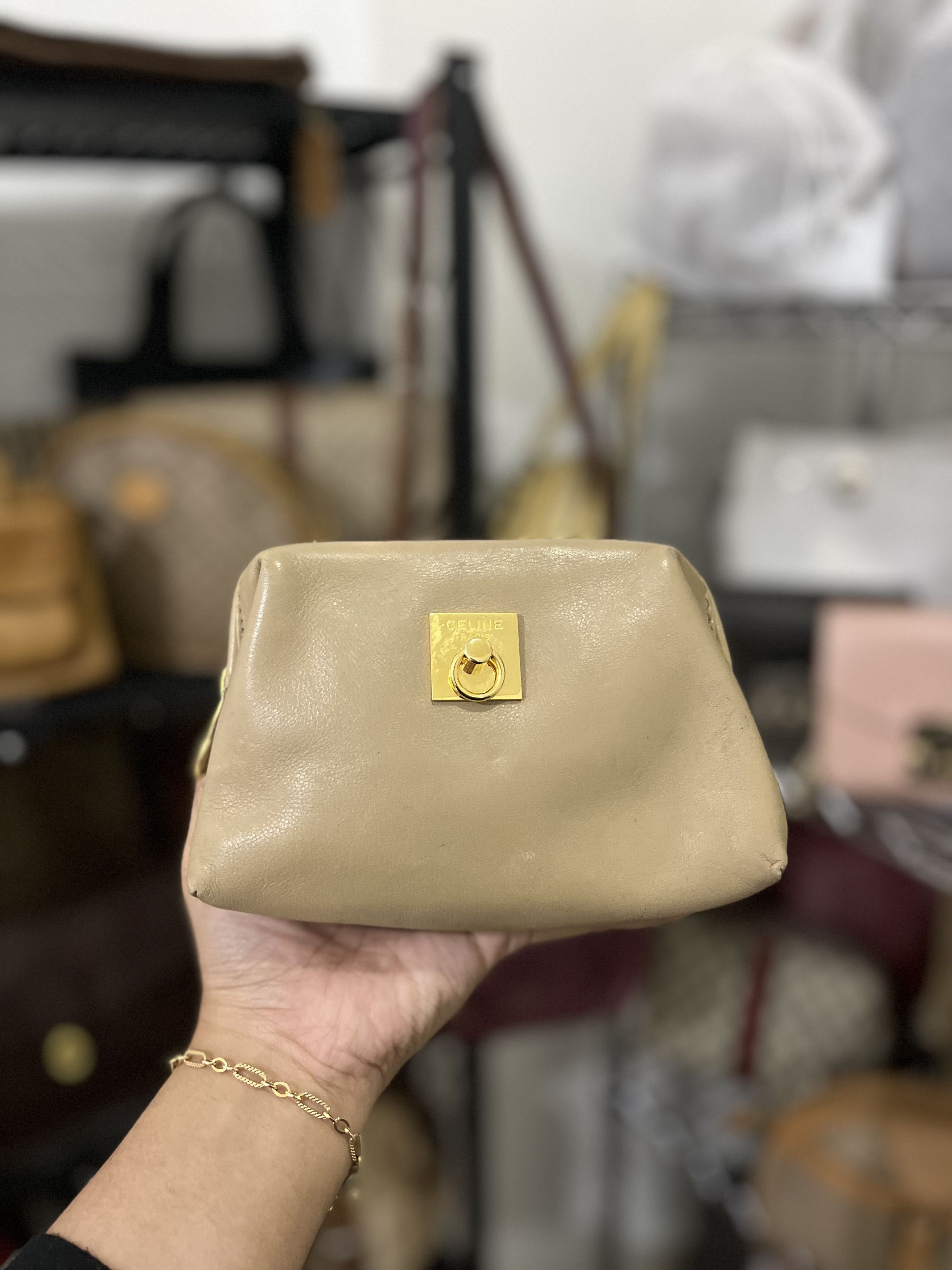 image of Celine Make Up Pouch in Brown, Women's