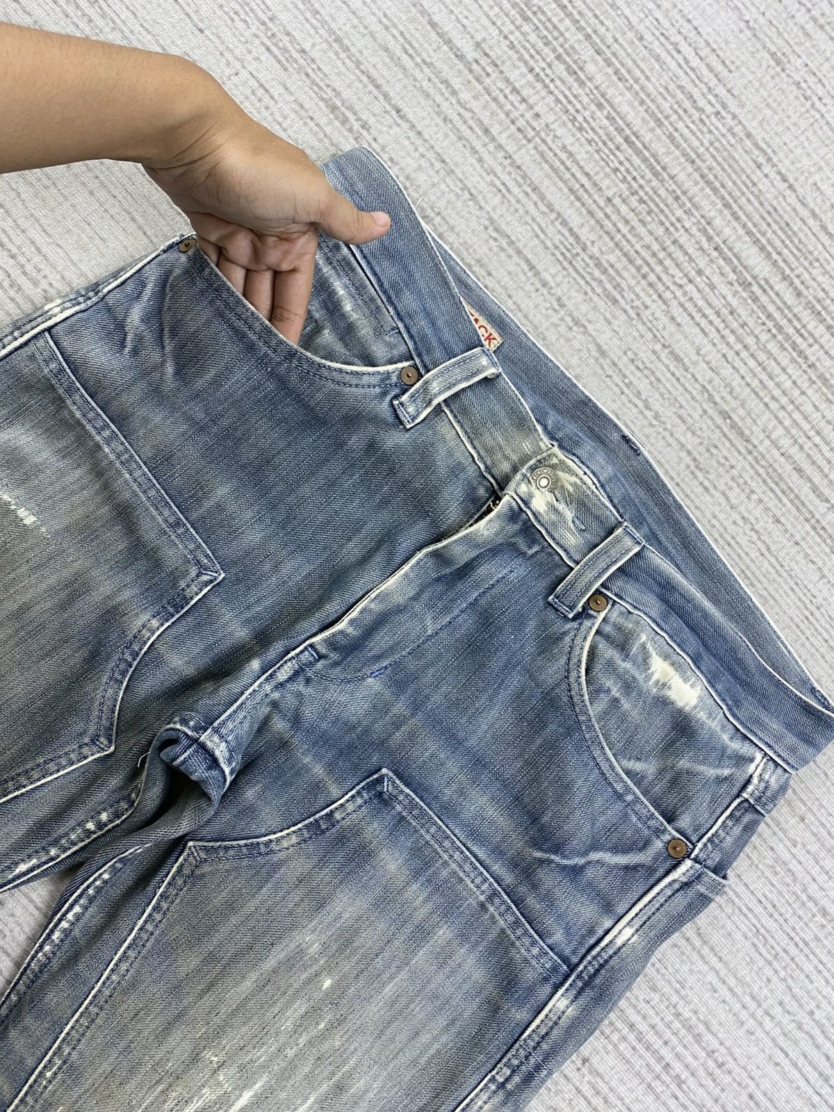 Japanese Brand × Vintage Vintage Bartack Double Knee Distressed Denim Pants Size US 32 / EU 48 - 10 Thumbnail