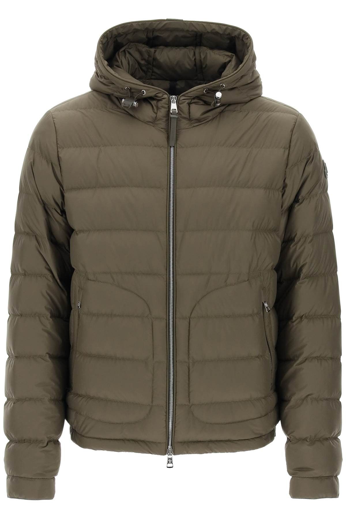 image of Moncler Short Sestriere Down in Olive, Men's (Size Medium)