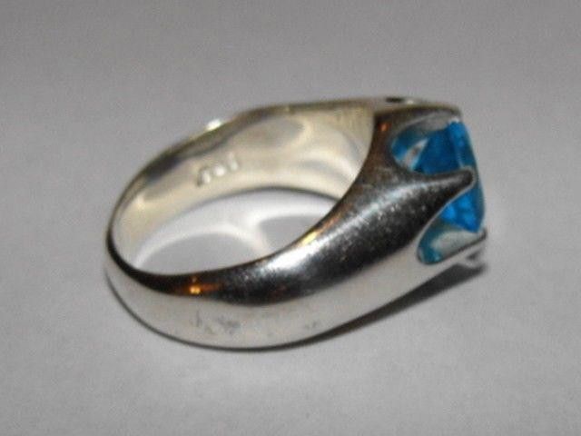 Designer Men's Sterling Silver Blue Topaz Pinky Ring Alberto Juan Size ONE SIZE - 2 Thumbnail