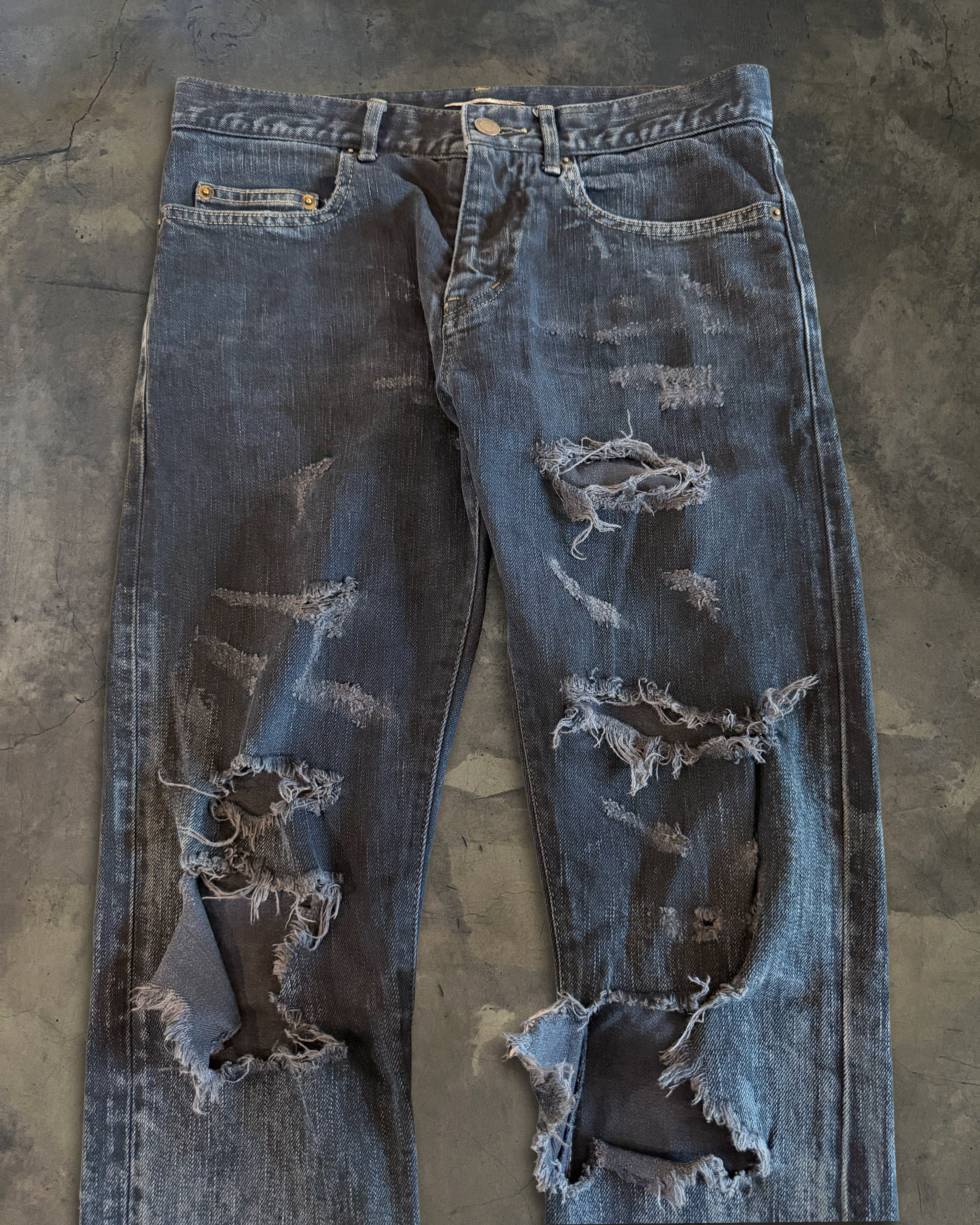 Saint Laurent Paris SAINT LAURENT FW2014 RUNWAY OIL STAIN JEANS Size US 29 - 2 Thumbnail