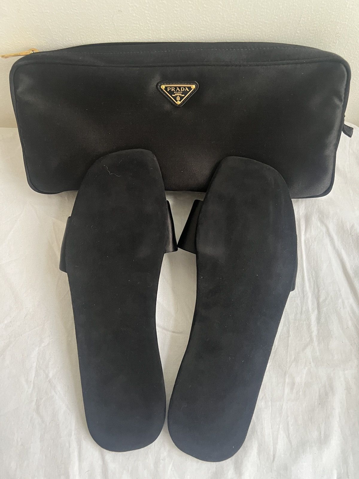 Prada 🔥 Prada silk travel mules slide in slippers with pouch Size US 6 / EU 39 - 5 Thumbnail